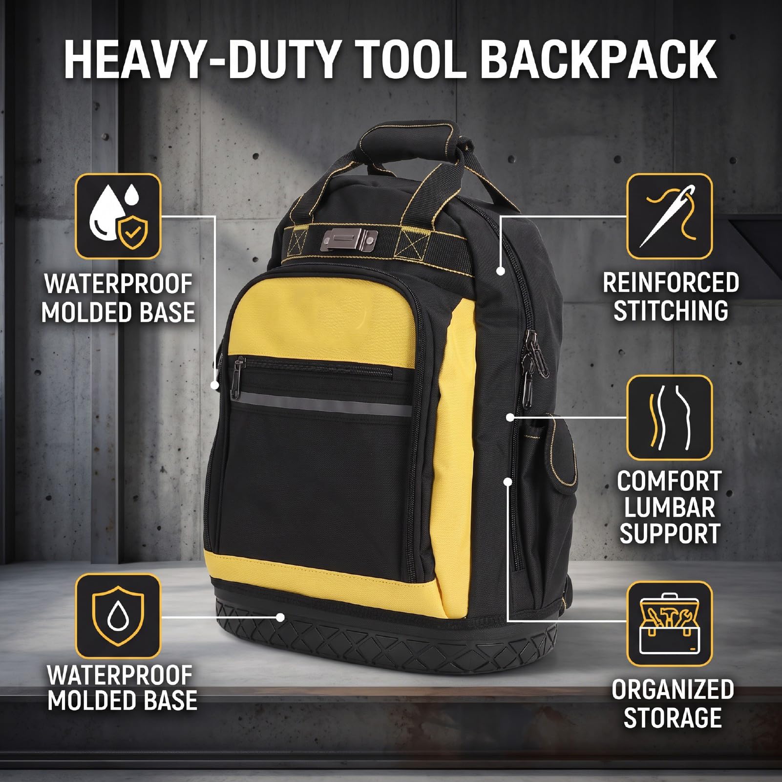 FTVOGUE Sac à Dos à Outils Robuste avec Base en PP étanche
