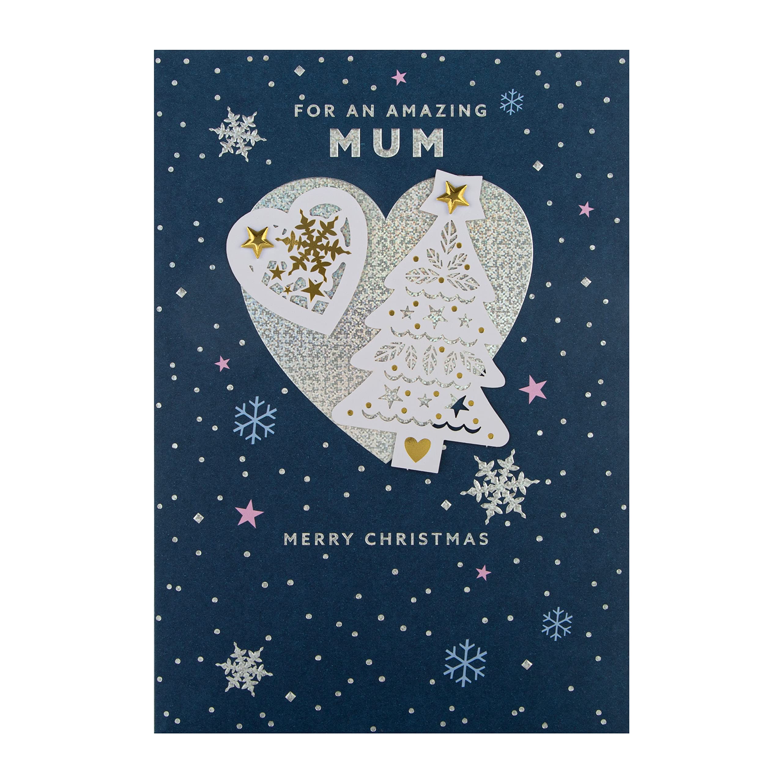Hallmark Christmas Card for Mum - Contemporary Laser Cut Design, Tree & Heart Card, 22.8 cm by 15.9 cm - Image 4