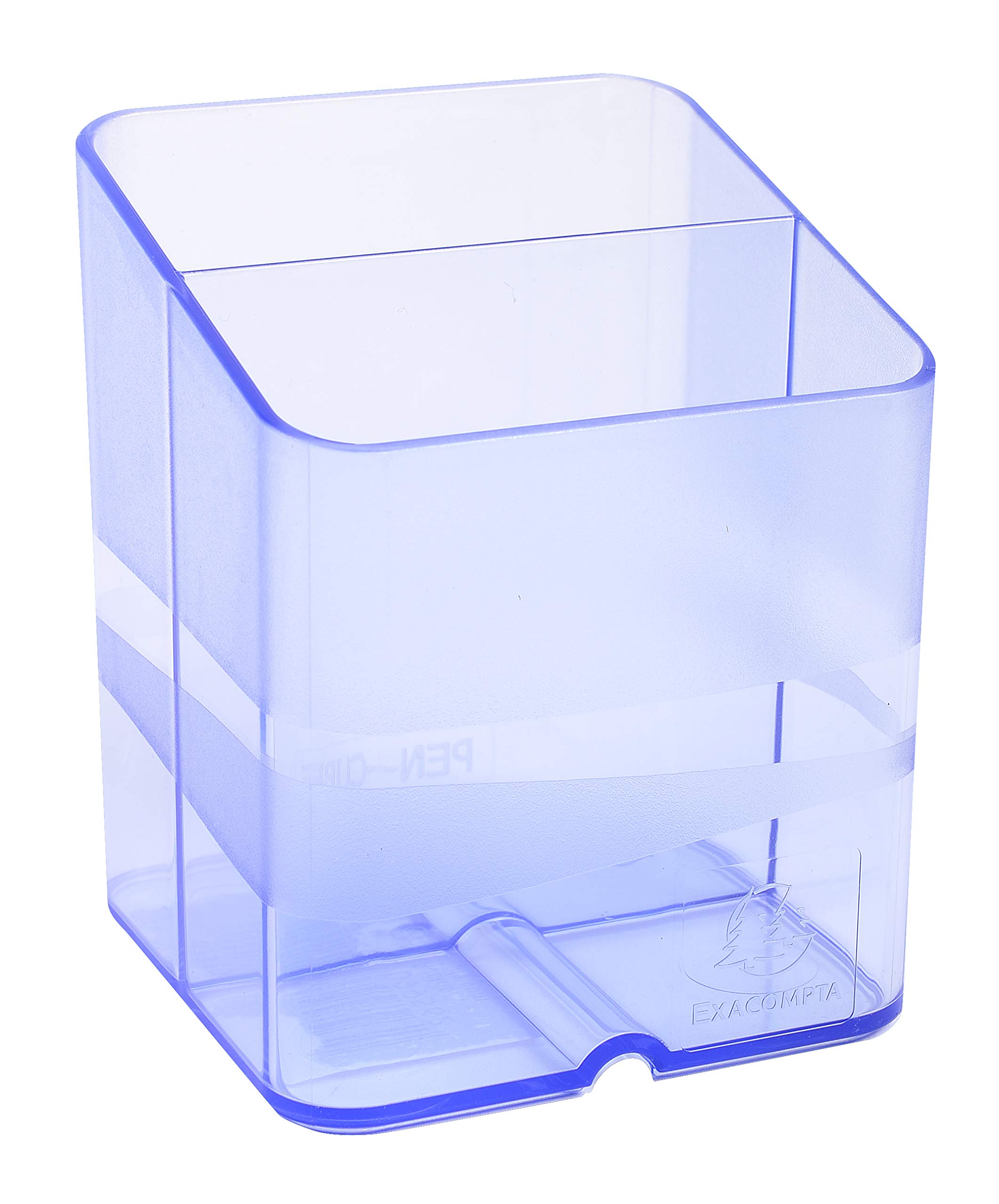 Exacompta - Ref 67710D - Linicolor Pen-Cube Pen Pot - 74 x 74 x 93mm, Modern & Space-Saving, 2 Distinct Sections for Pens & Pencils - Translucent Ice Blue