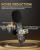 Vista 5 de Micrófono de solapa inalámbrico para iPhone/teléfono Android/computadora portátil/PC, IUMAKEVP micrófono con clip ajustable de 360° con distancia