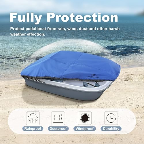 Miniatura 5 de Explore Land Funda para barco de pedal, impermeable, resistente, para exteriores, 3 o 5 personas, color azul