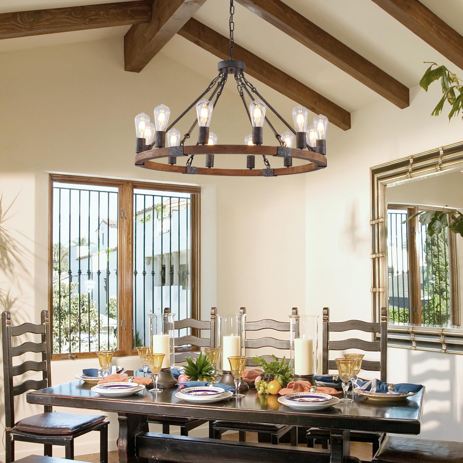 Farmhouse Wagon Wheel Chandelier 31