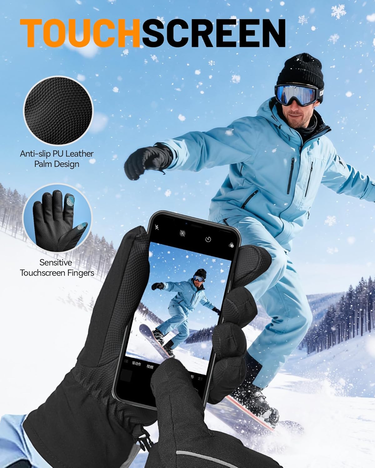 COFIT Winter Thermal Cycling Gloves for Men and Women, Waterproof Windproof Cold Weather Gloves, Touchscreen Ski Gloves for Skiing Cycling Running Exercise Driving - Image 4