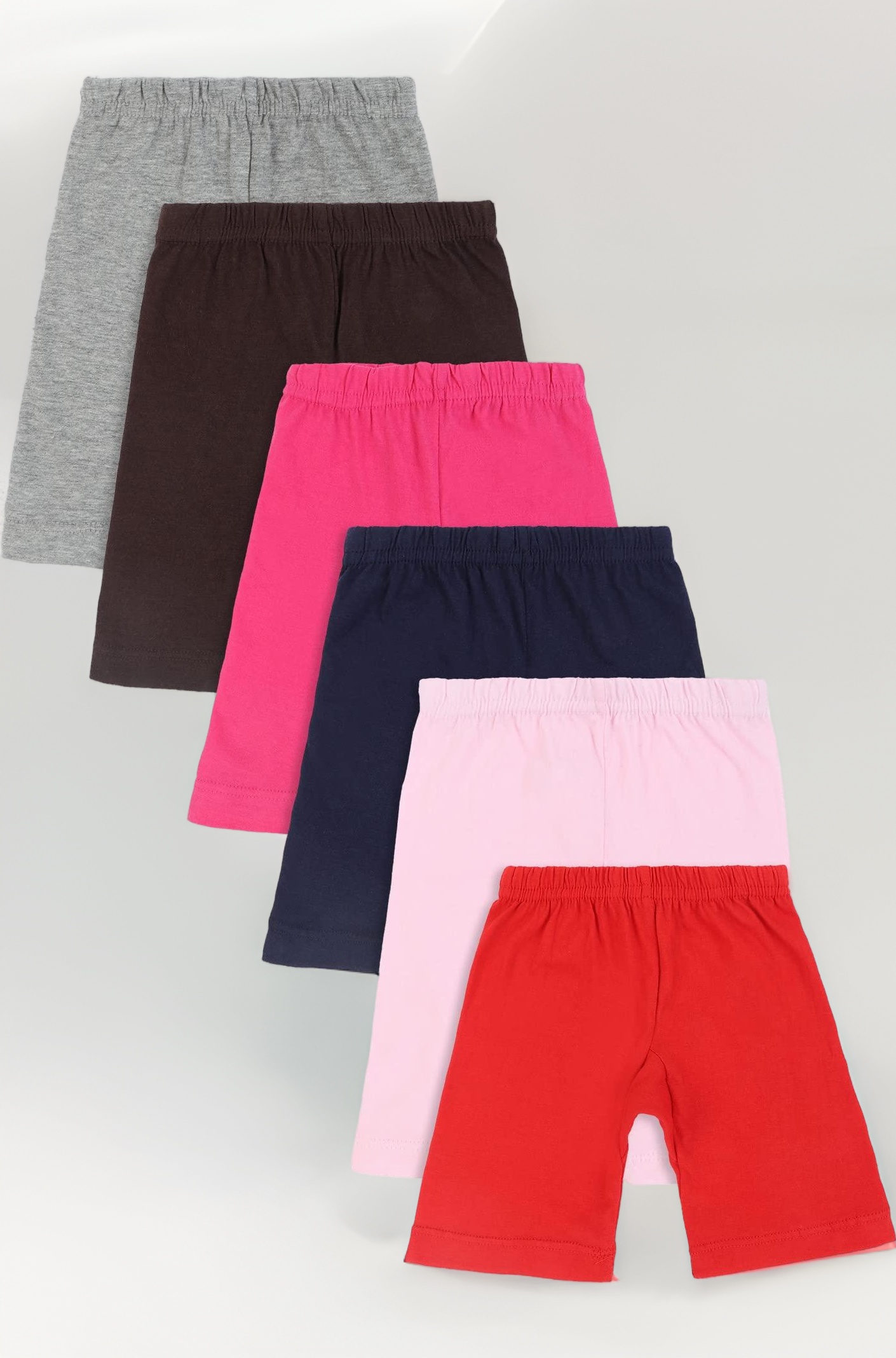 BODYCARE Pure Cotton Plain Multi-Coloured Cycling Shorts for Girls & Kids (73C-Packof6-10-12 Years)(80cm) (Color & Print May Vary)