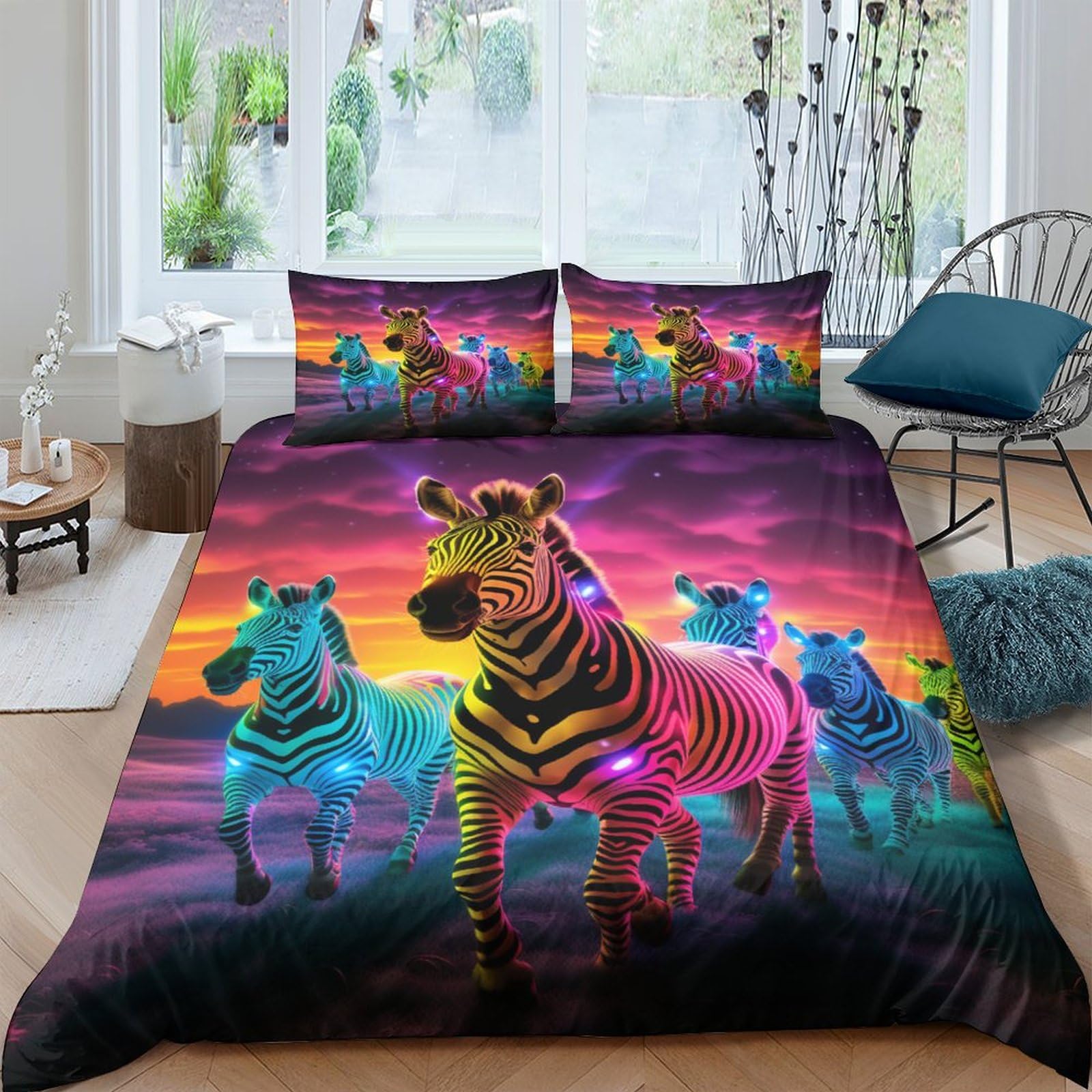 Housse de couette zèbre 3D King en microfibre haute densité pour lit adulte