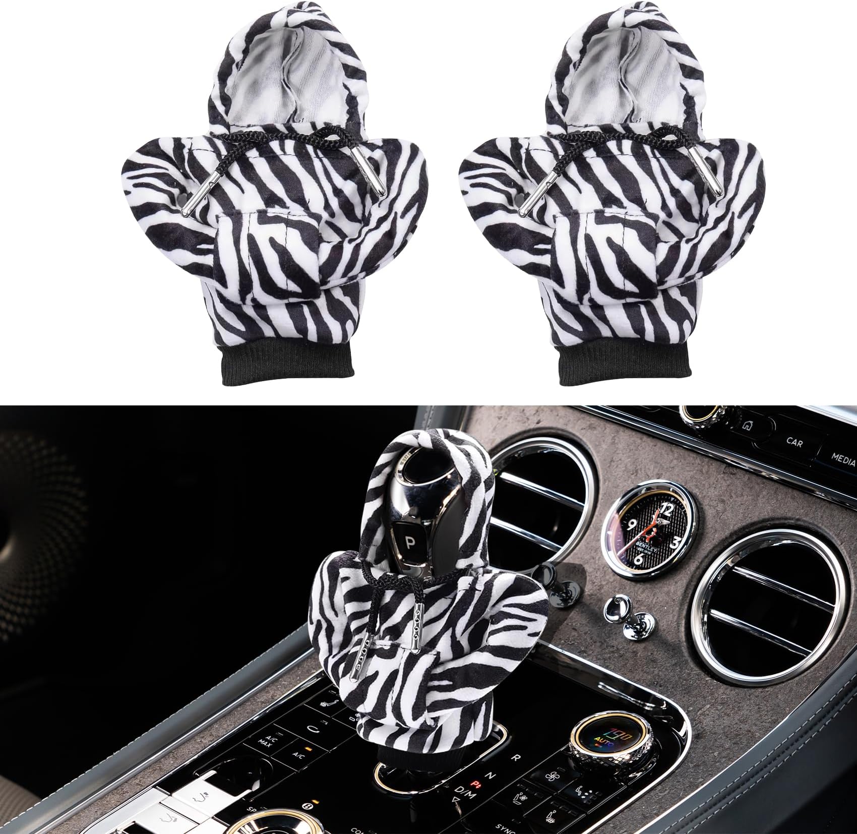 2PCS Gear Shift Hoodie, Universal Hoodie Car Gear Shift Cover, 4.76Inch Funny Shifter Hoodie, Car Interior Accessories Car Shifter Stick Protector Decoration Universal for Most Car Gear Shift Levers