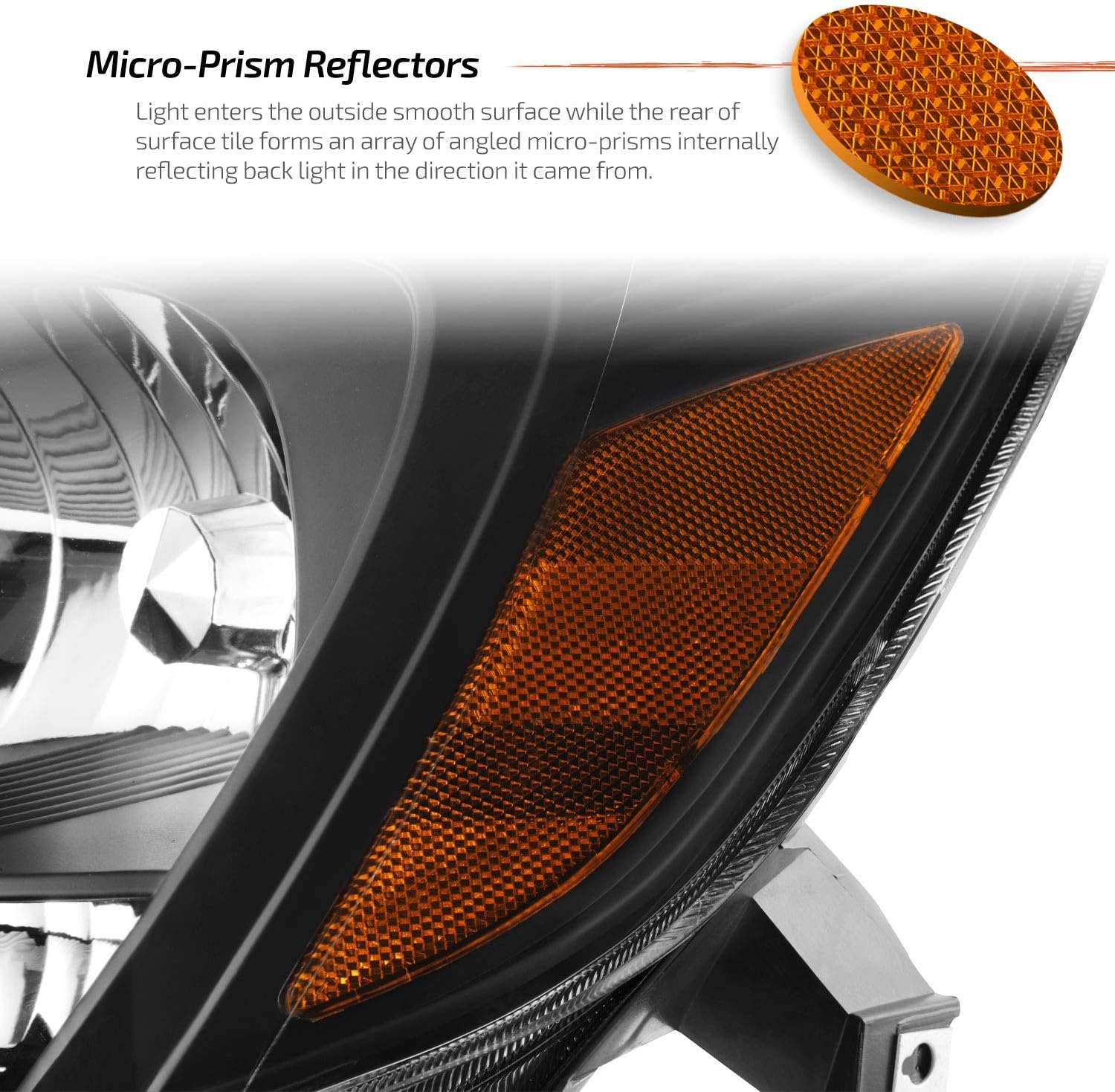 AKKON - For Toyota Sienna Van Halogen Type Black Headlights Head Lamps Replacement Left + Right Pair Set