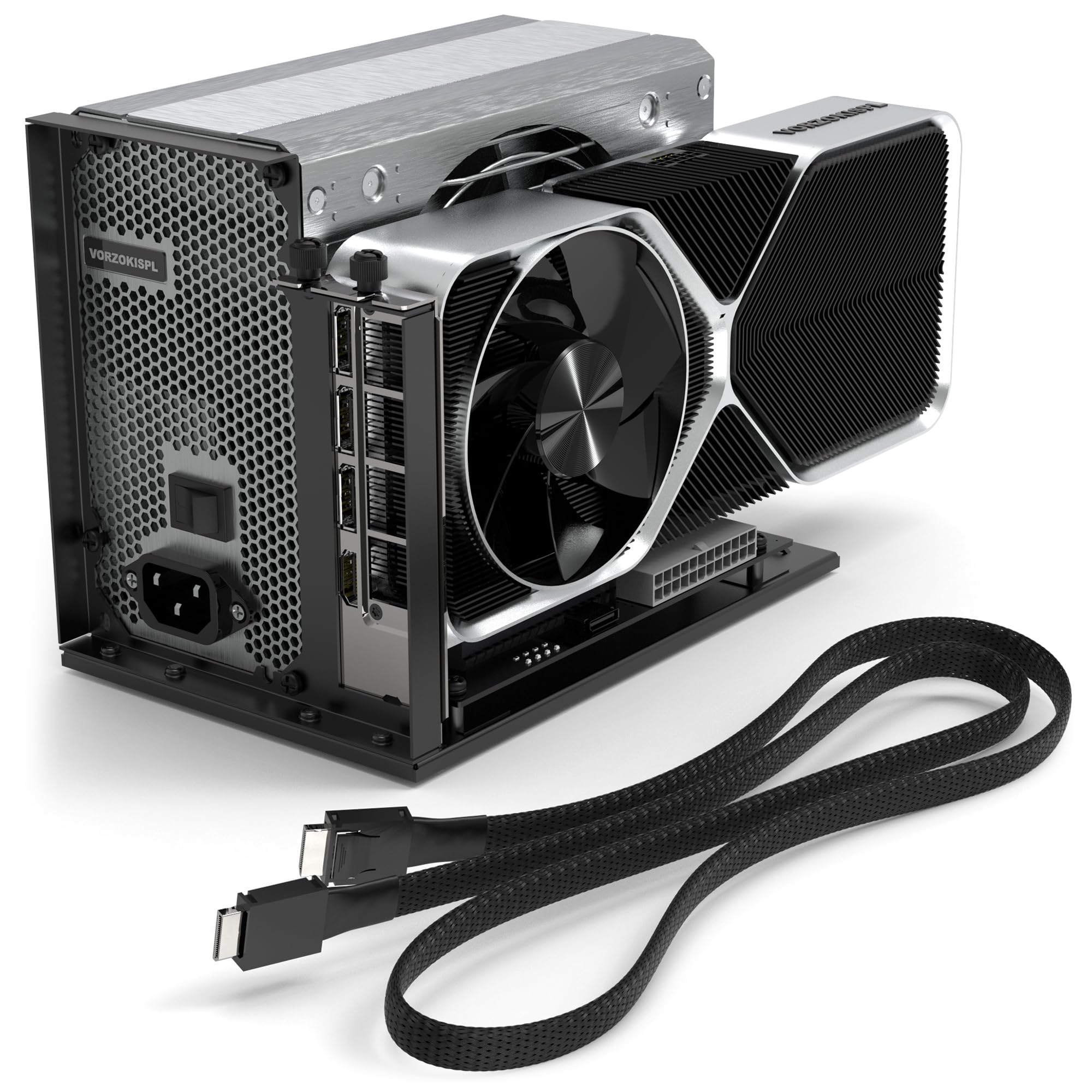 Dock eGPU PCIe 4.0 x4 64Gbps con cavo OCuLink SFF-8611 da 74,9 cm (29,5 pollici), OCuLink SFF-8612 8311 a PCIe x16 Dock GPU esterno per laptop e mini PC, enclosure GPU esterna supporta scheda grafica