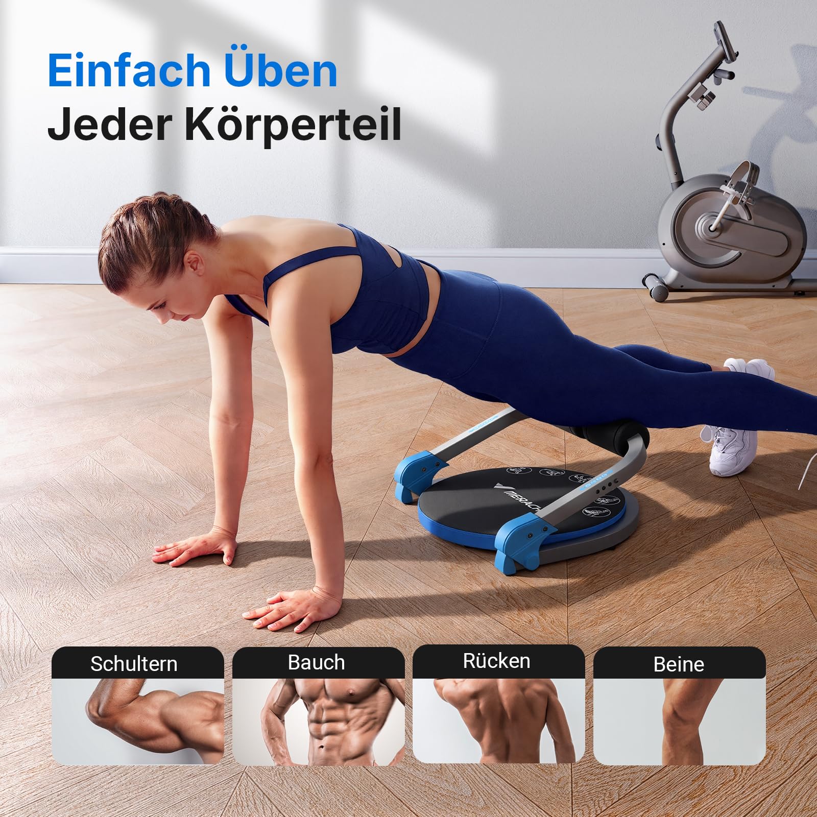 MERACH Bauchtrainer für Zuhause – Bauchmuskeltrainer mit 3 Einstellbaren Widerstandsstufen, Bauchtrainer Bauch Trainingsgerät für das Core Training Fitnessgeräte für Zuhause