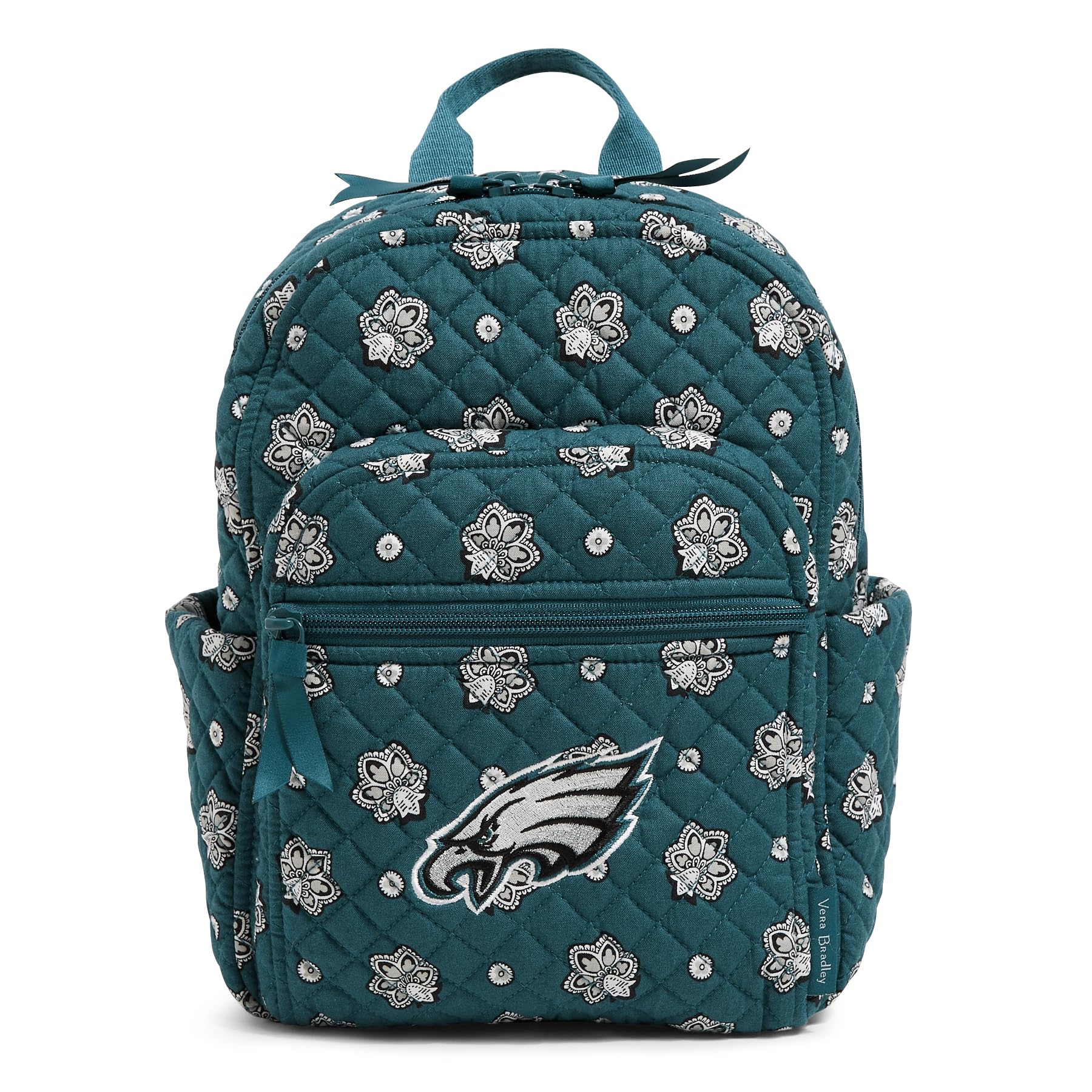 Vera Bradley Damen Cotton NFL Small Backpack (Multiple Teams Available) Büchertasche, Philadelphiaeaglesongreen/Blackbandana, Einheitsgröße