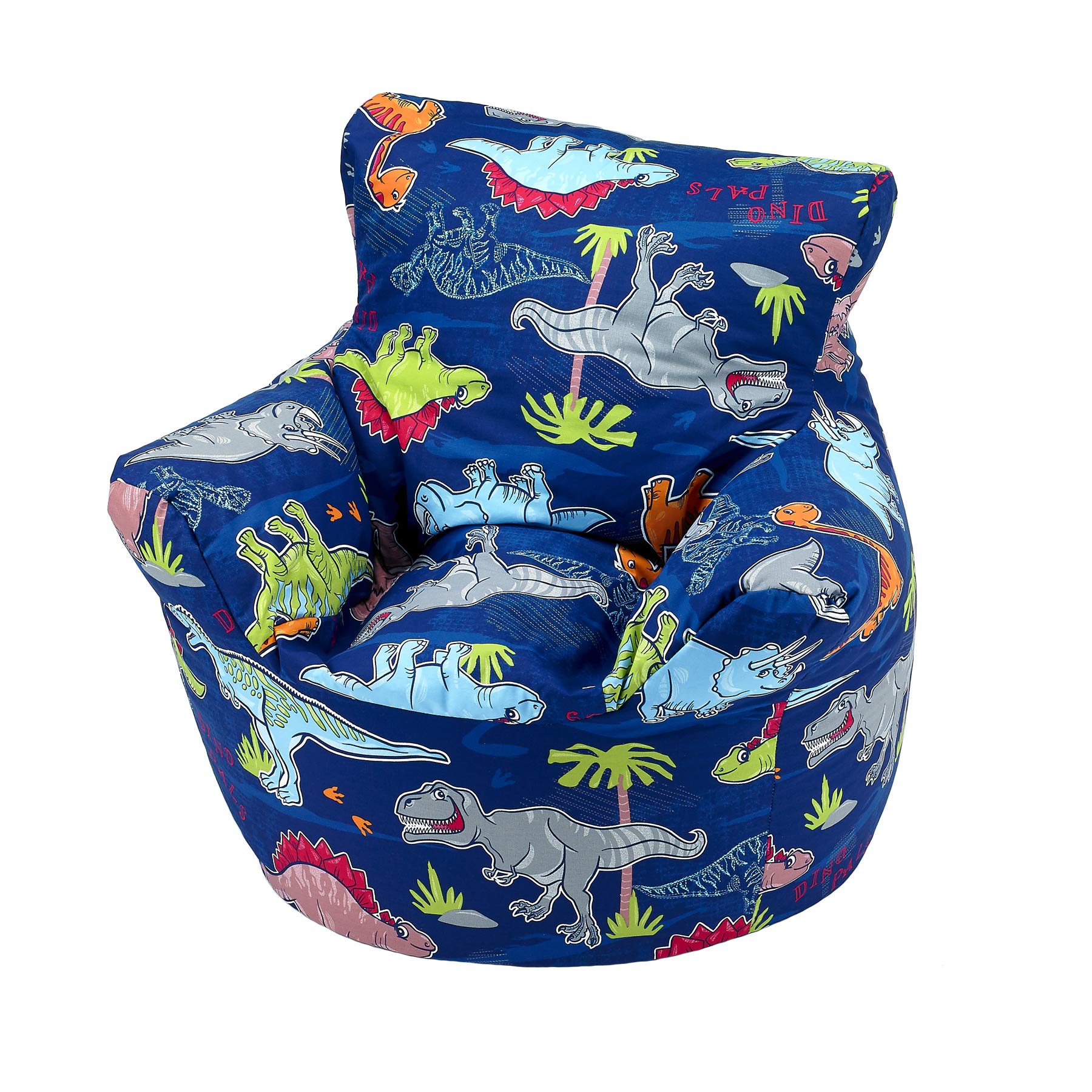 Childrens Bean Bag Chair 100% Cotton 7 Designs Childrens Bean Bag Chair Small (55x55x57cm) For 4-7 Years Dinosaur