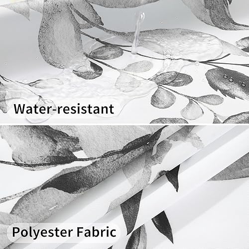 Miniatura 5 de QiyI Cortina de ducha sin gancho con forro de tela a presión, cortina de ducha de eucalipto gris con ventana superior transparente, tela