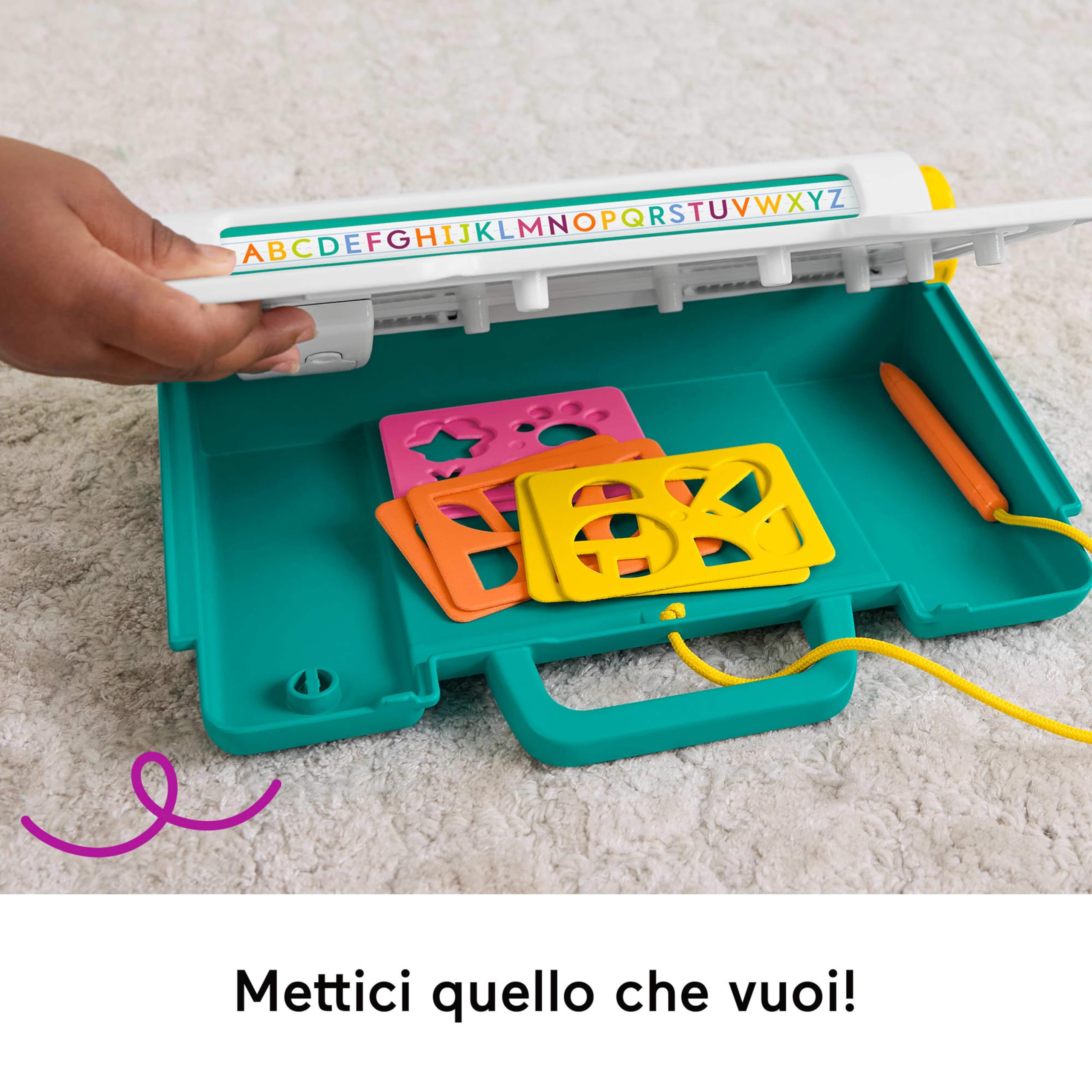 Fisher-Price Postazione Impara e Scarabocchia, Tablet per Scrivere e disegnare con Schermo LCD e 6 Stencil Incluso, attività per l'apprendimento, Giocattolo per Bambini, 3+ Anni, JDL70