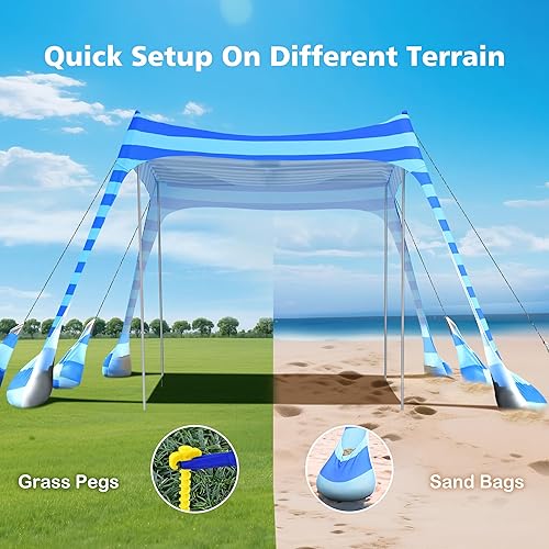 Miniatura 4 de 2PM SPORTS Tienda de campaña de playa con protección UV UPF50+, refugio grande para exteriores, refugio de playa grande para la familia, picnic,