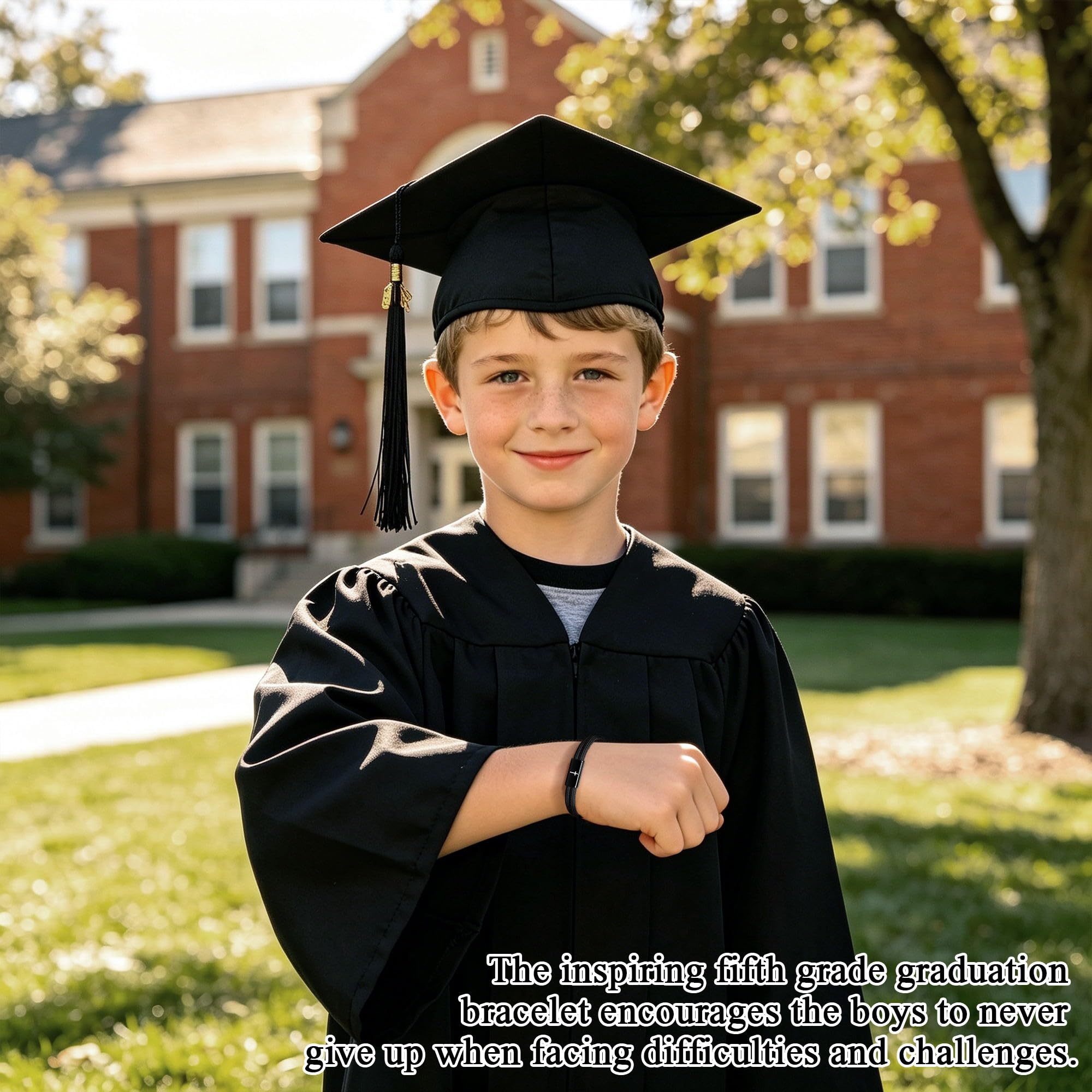 Trinckle 2026 Graduation Gifts for Boys, Kindergarten 5th 8th High School Middle School Cross Graduation Bracelet with Card and Box, Adjustable College Grad Gifts for Teen Boys Son Grandson Nephew