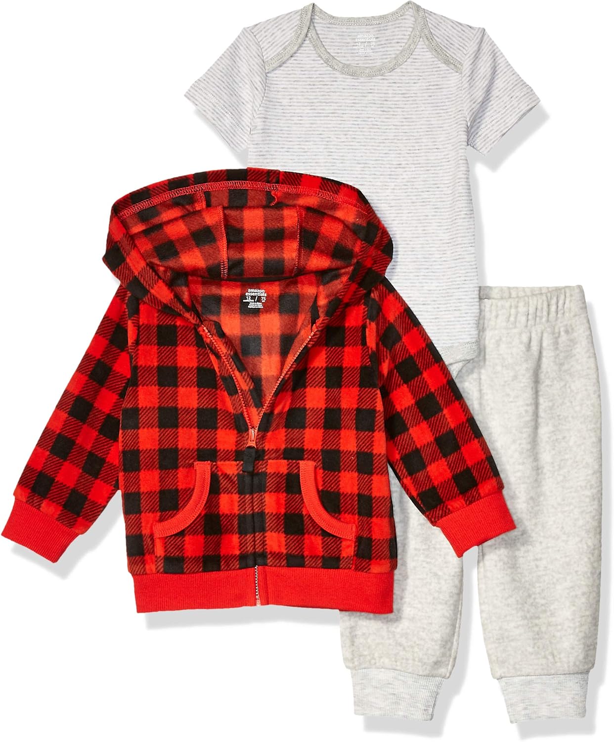 Amazon Essentials Unisex Baby 3Piece Microfleece Hoodie Set Amazon