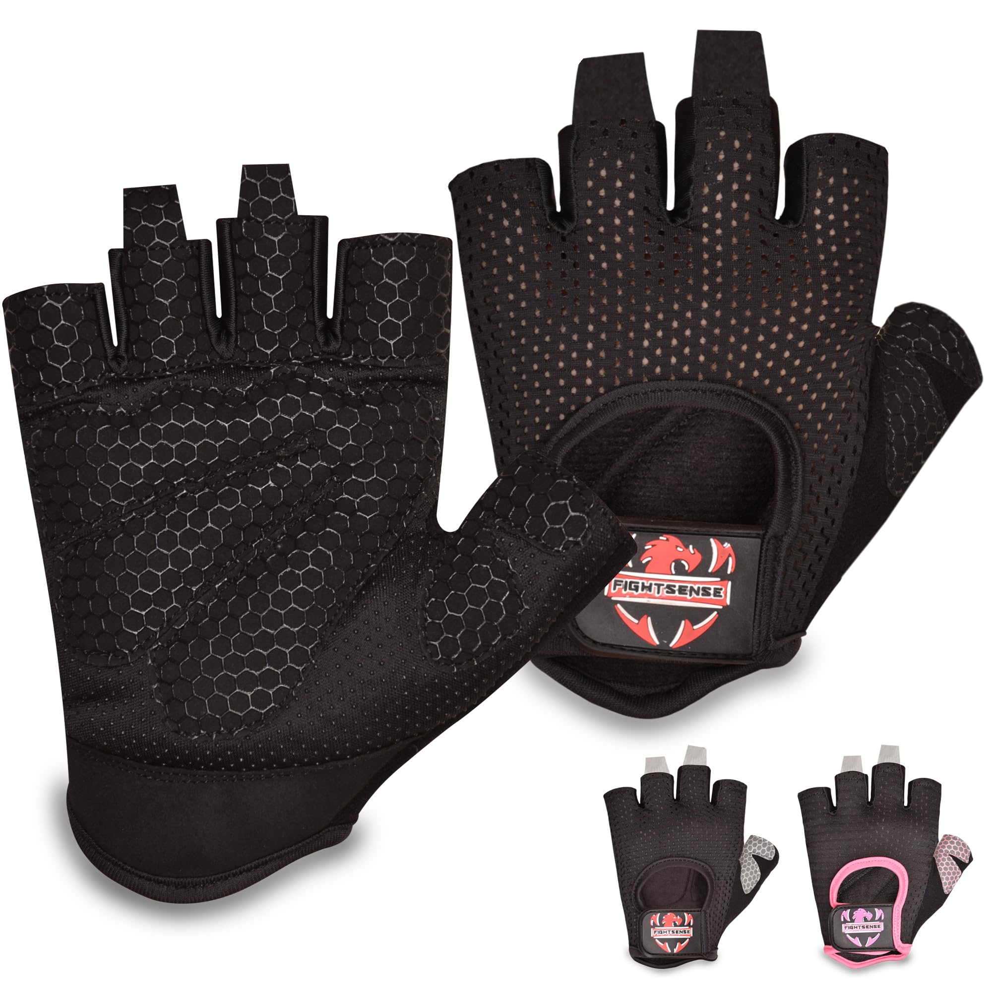 FIGHTSENSE Weight Lifting Gloves with Full Palm Protection, Workout Gloves for Men Women, Breathable Exercise Gym Gloves for Weightlifting, Fitness,