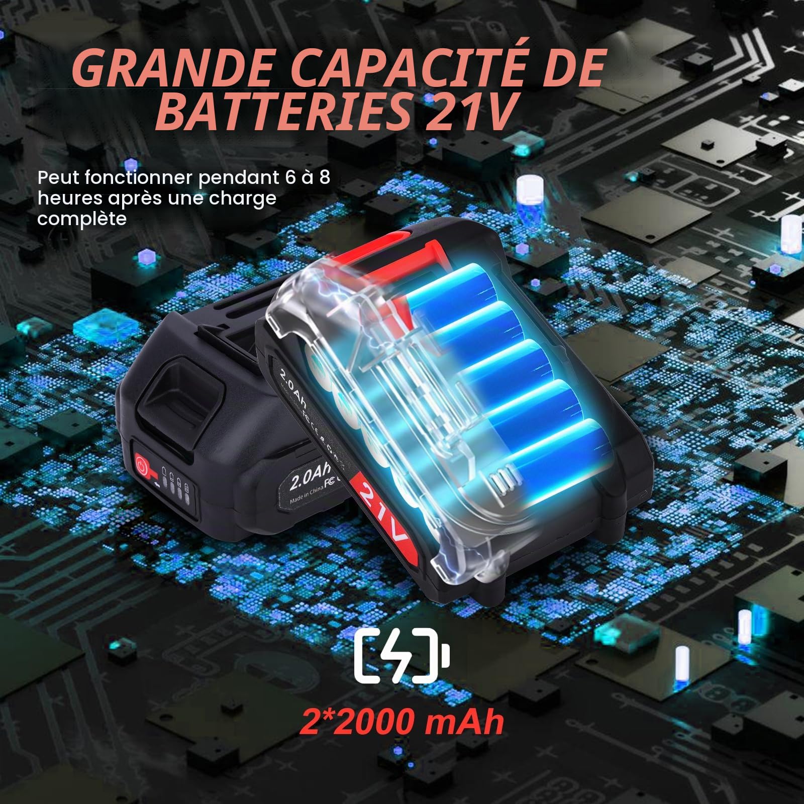 Sécateur Électrique Télescopique 50MM avec 2 Mètres Perche: Secateur Electrique Sans Fil avec 2 x 2.0Ah Batterie Élagueuse,Diamètre De Coupe 30/50 mm, Secateur de Jardin pour Hedge, Arbre, Fruits