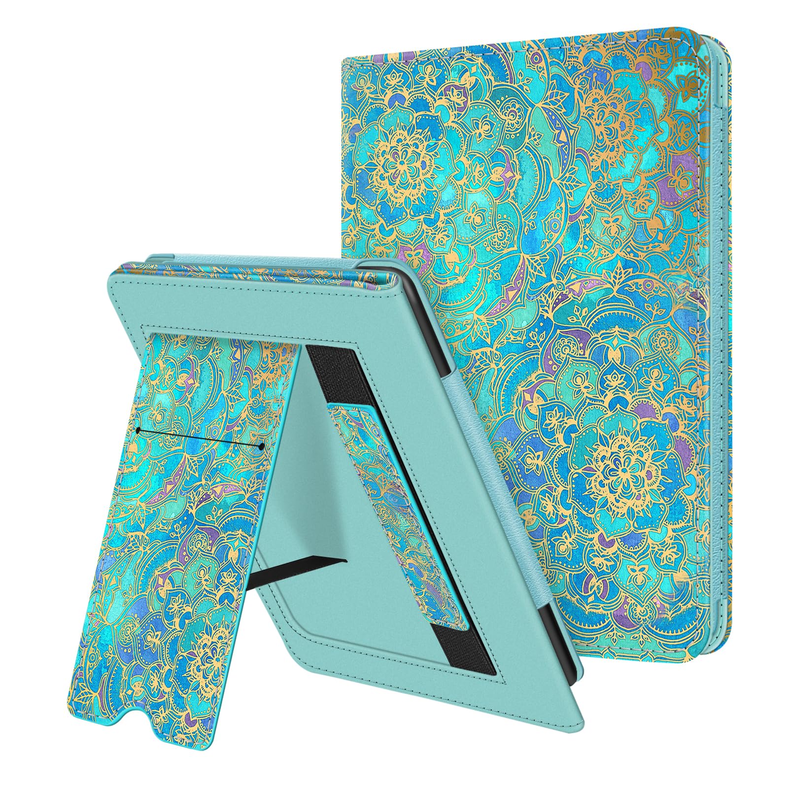 Fintie Stand Case for 6.8" Kindle Paperwhite (11th Generation-2021) and Kindle Paperwhite Signature Edition - Premium PU Leather Sleeve Cover with Card Slot and Hand Strap (Shades of Blue)-image-26
