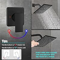 Vista 5 de Heyalan Juego de Cabezal de Ducha y Mango de 8 Pulgadas Juego de Grifo de Ducha Cuadrado Sistema de Ducha de Lluvia para Baño Cabezal de Ducha