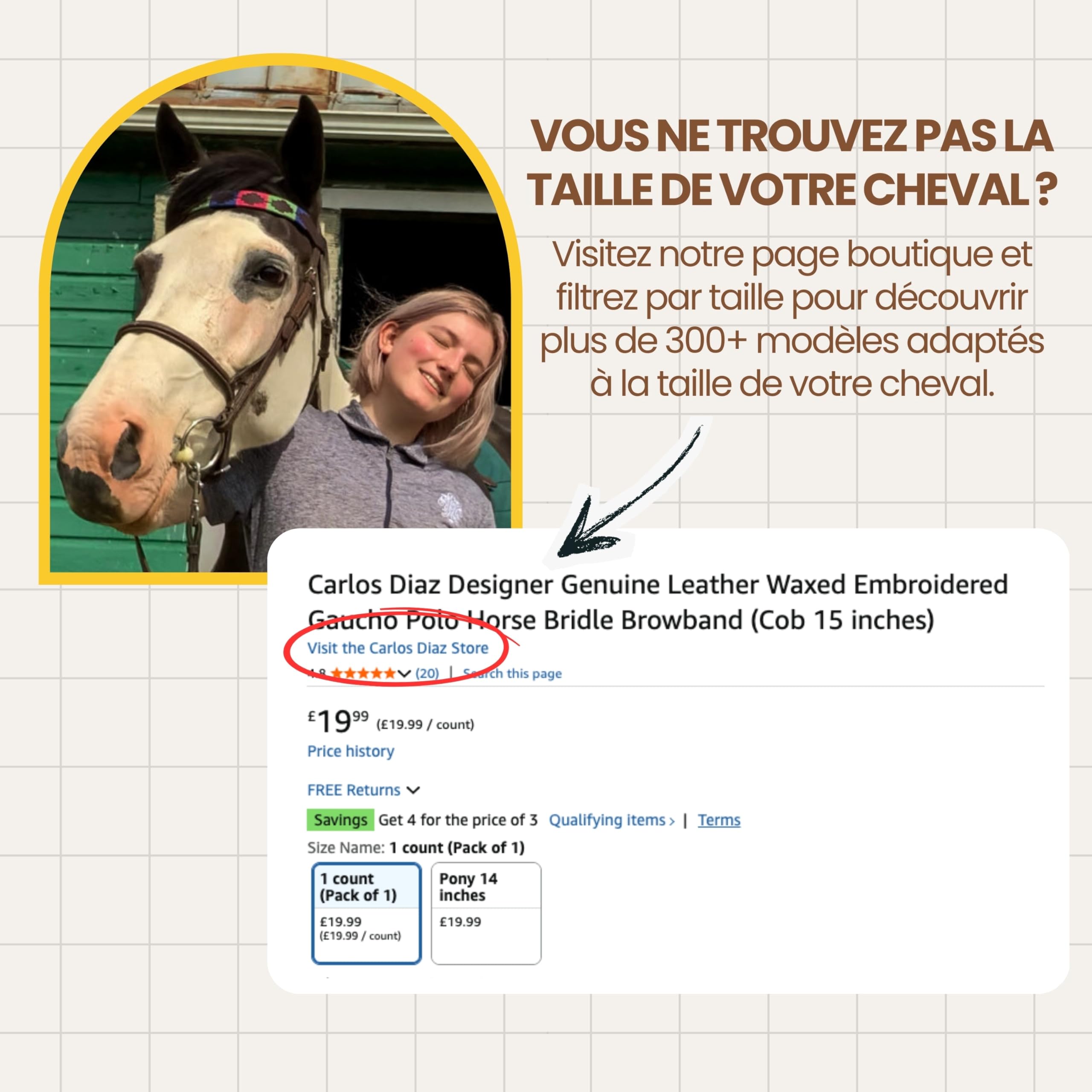 Carlos Diaz Frontalera Polo Gaucho Bordada y Encerada de Cuero Genuino de Diseñador (Caballo Cob 15 Pulgadas)