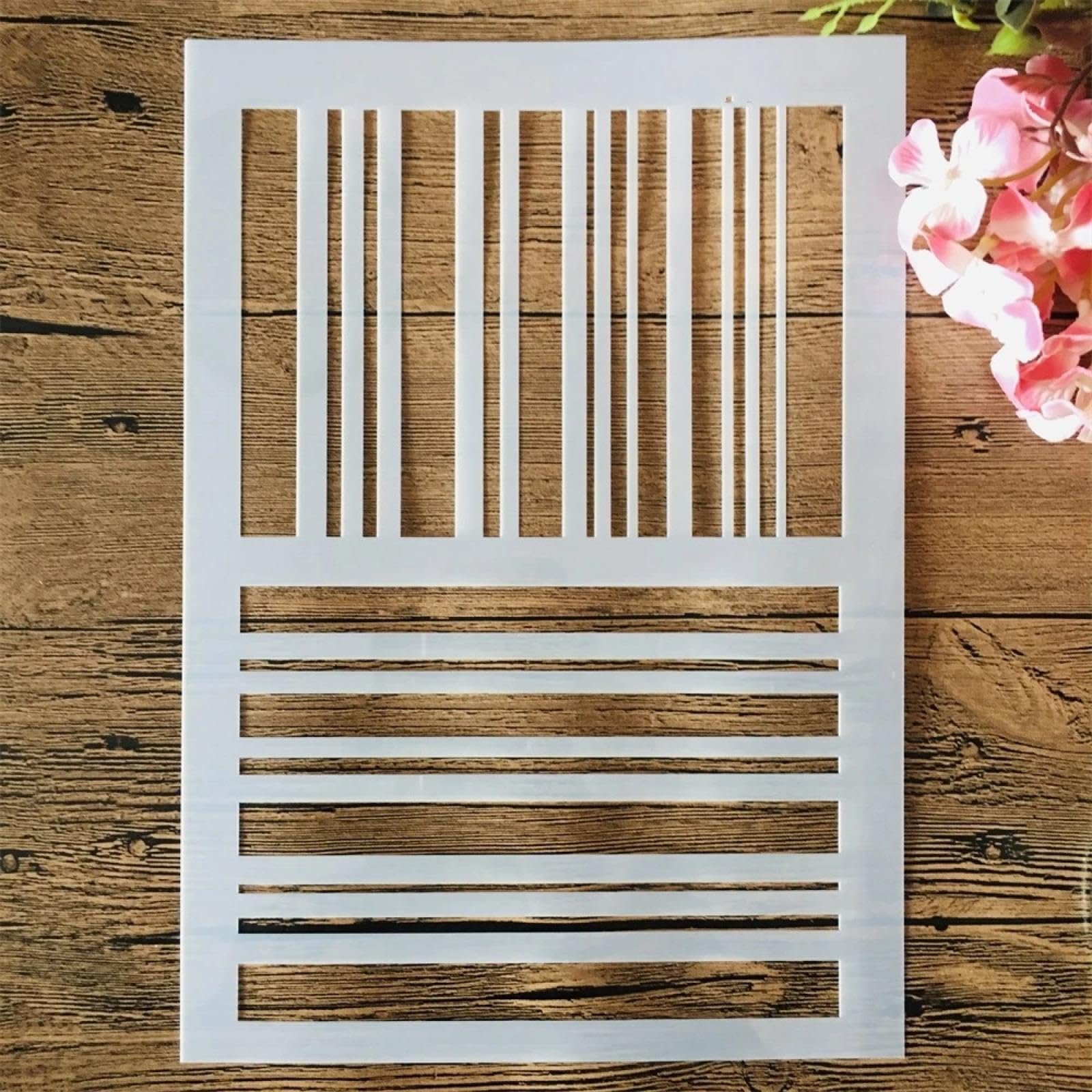 Lot de 8 pochoirs réutilisables pour peinture, format A4, 29 cm, géométrie demi-texture, modèles de dessin pour peinture sur bois, mur, porte, toile, décoration d'intérieur