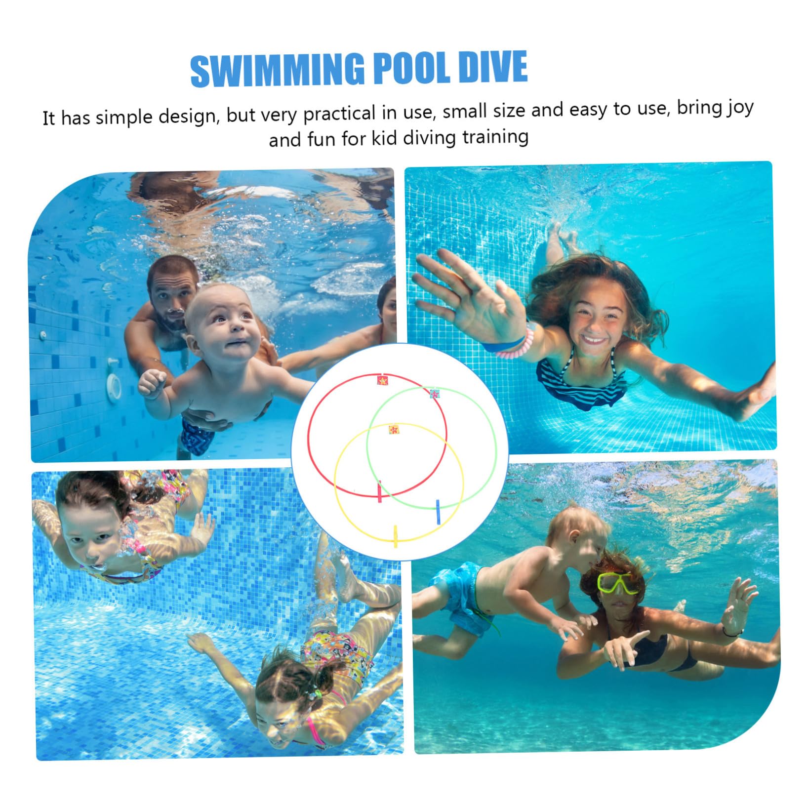 Cerchi da Immersione per Piscina 3 Pezzi Abs, Gioco per Principianti