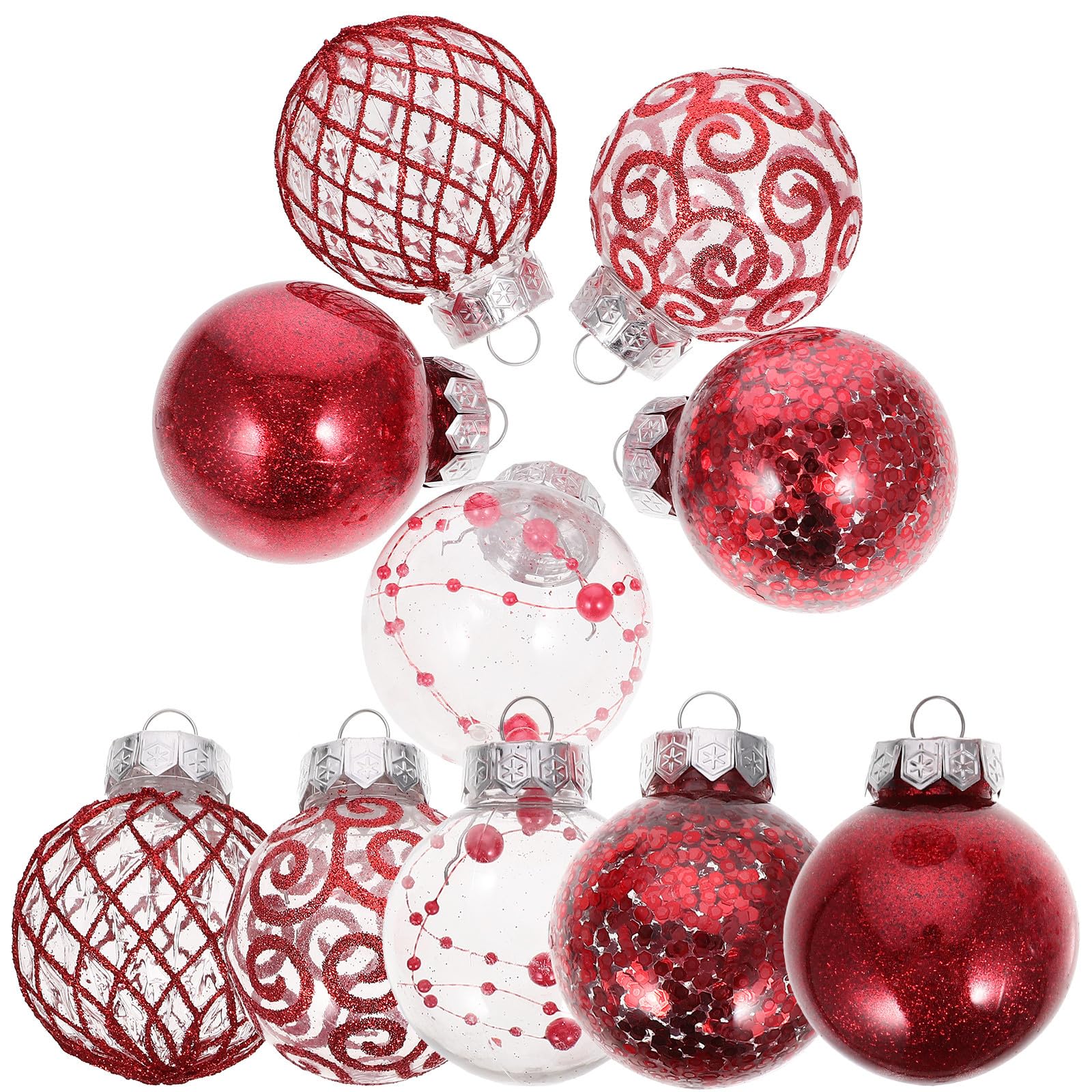 Toyvian 90 Pièces Boules de Noël Suspendues Rouges en Plastique pour Sapin | Réutilisables, Faciles à Suspendre, Décorations Polyvalentes, Lot Festif pour Arbre de Noël
