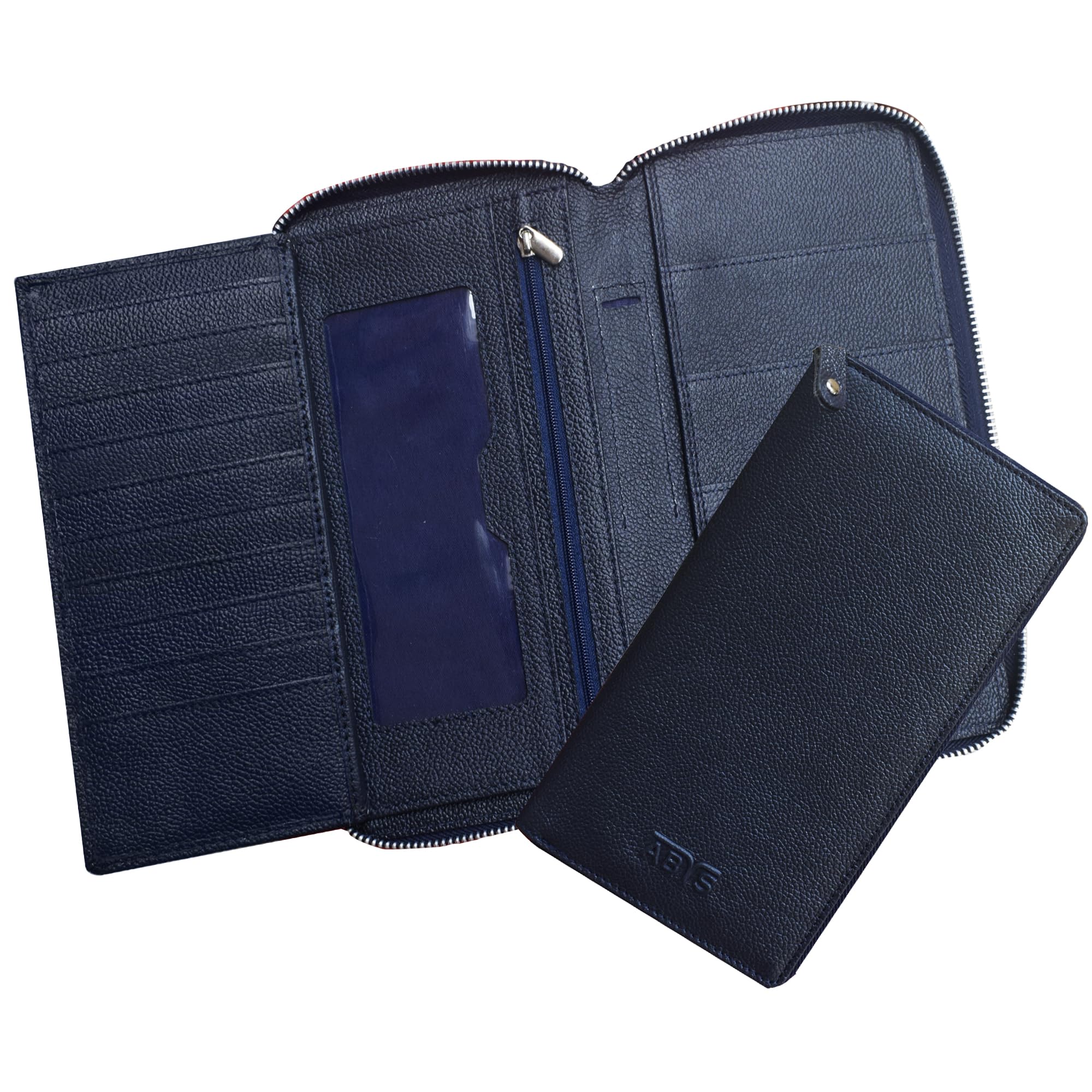 Photo 1 of ABYS Unisex Genuine Leather Rfid Protected Long Passport/Document Holder & Travel Organiser(Medium Blue)