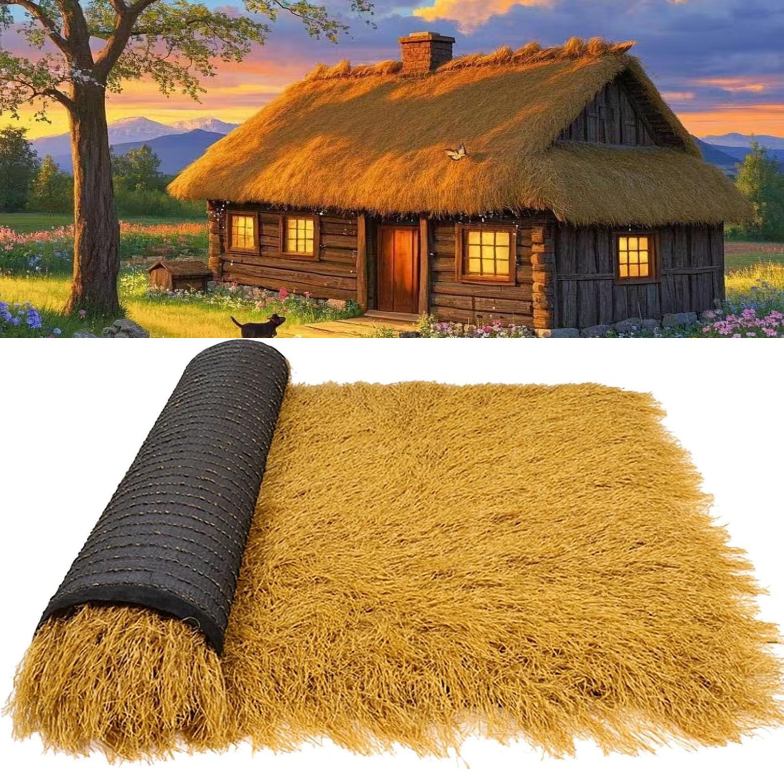 Roof Di Erba Di Paglia Artificiale, Tiki Bar Per Tetto Di Tetto Di Paglia, Tetto Di Paglia Durevole Per Tiki Bar, Gazebo, Patios E Spiaggia Della Festa Hawaiana Tropicale, Uv E Resis(Size:3.28x32.8ft)