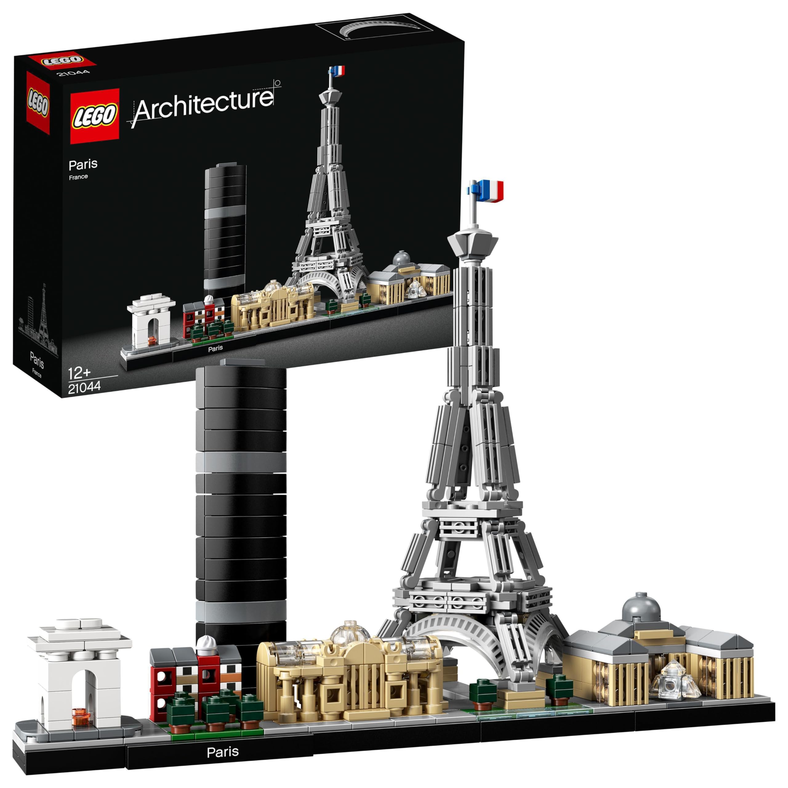 LEGO Architecture — Paryż, Panorama Miasta do Zbudowania, w tym: Wieża Eiffla, Łuk Triumfalny i Luwr, Dekoracje do Domu i Ozdoba do Biura, Pomysł na Kreatywny Prezent, 21044