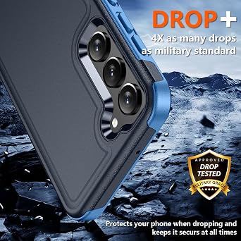 تم تصميم SPIDERCASE لحقيبة Samsung Galaxy S23 ، [10 FT Military Grade Drop Protection] ، 2 Pack [حامي الشاشة الزجاجي المقسى + حامي عدسة الكاميرا] حالة مقاومة للصدمات الثقيلة ، أزرق داكن
