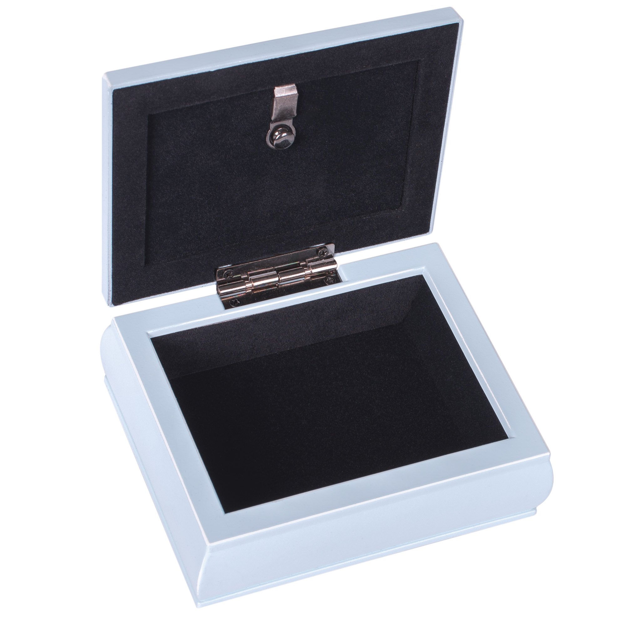 Caja de recuerdos cuadrada para bebé, diseño de cuerda azul con texto "For This Child I Prayed"