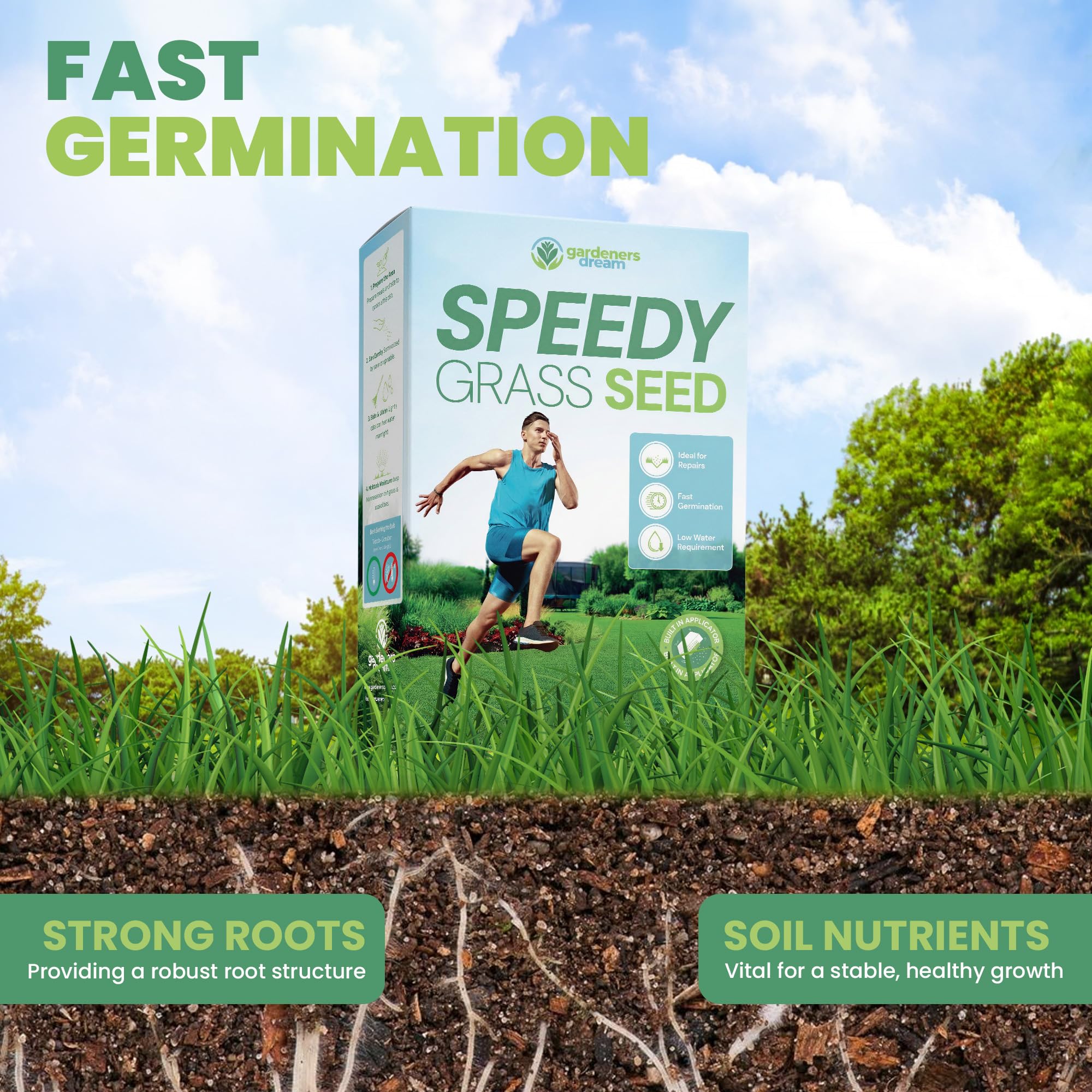 GardenersDream Speedy Lawn Grass Seed – Fast Growing Year Round Lawn Seed, DEFRA Approved – Hard-Wearing Mix for Overseeding – Ideal for UK Climates, Rapid Germination (1.4kg, 84 sqm) - 3