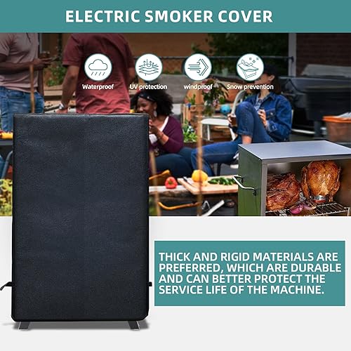 Miniatura 2 de KPT Cubierta para ahumador eléctrico Masterbuilt de 32 pulgadas, 500D, resistente al agua, cuadrada de 2 quemadores para Weber, Humo Hueco, Char