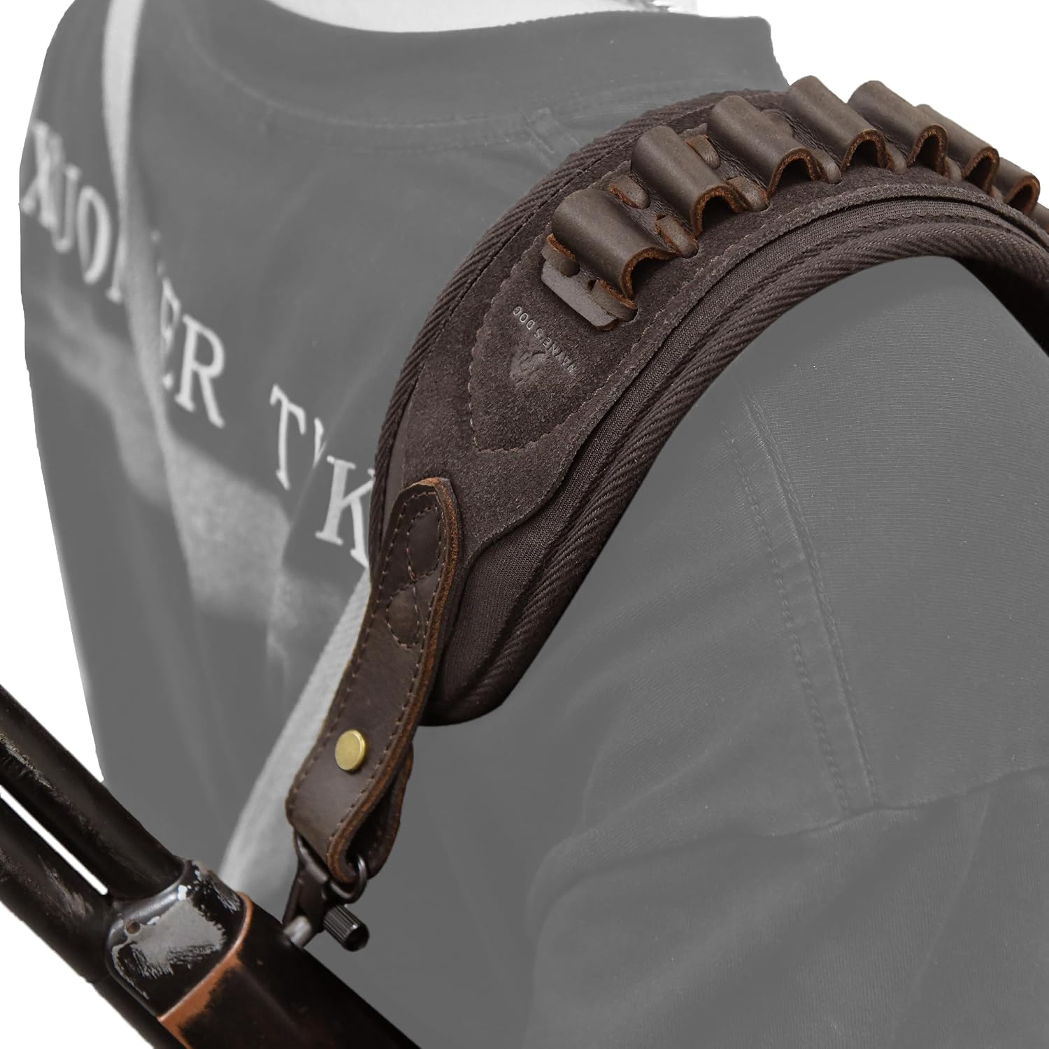 Tas Trost Adjustable Leather Cartridge Holder Sling with Rifle Cheek Riser Buttstock Shell Holder for .308 .45-70 .30-30 .22lr .35cal