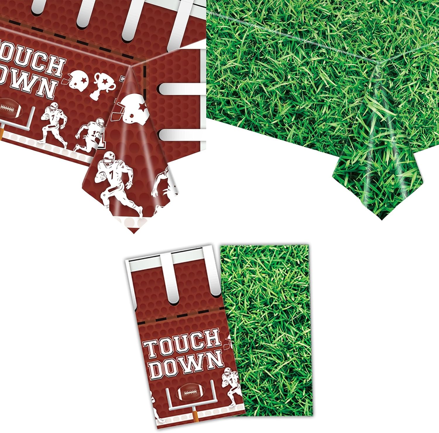 Football Party Decorations Disposable Tablecloth Plastic Touchdown Table Cover for Football Birthday Party Decorations and Gameday Tailgate Decorations 54 X 108Inch, 2 Pack