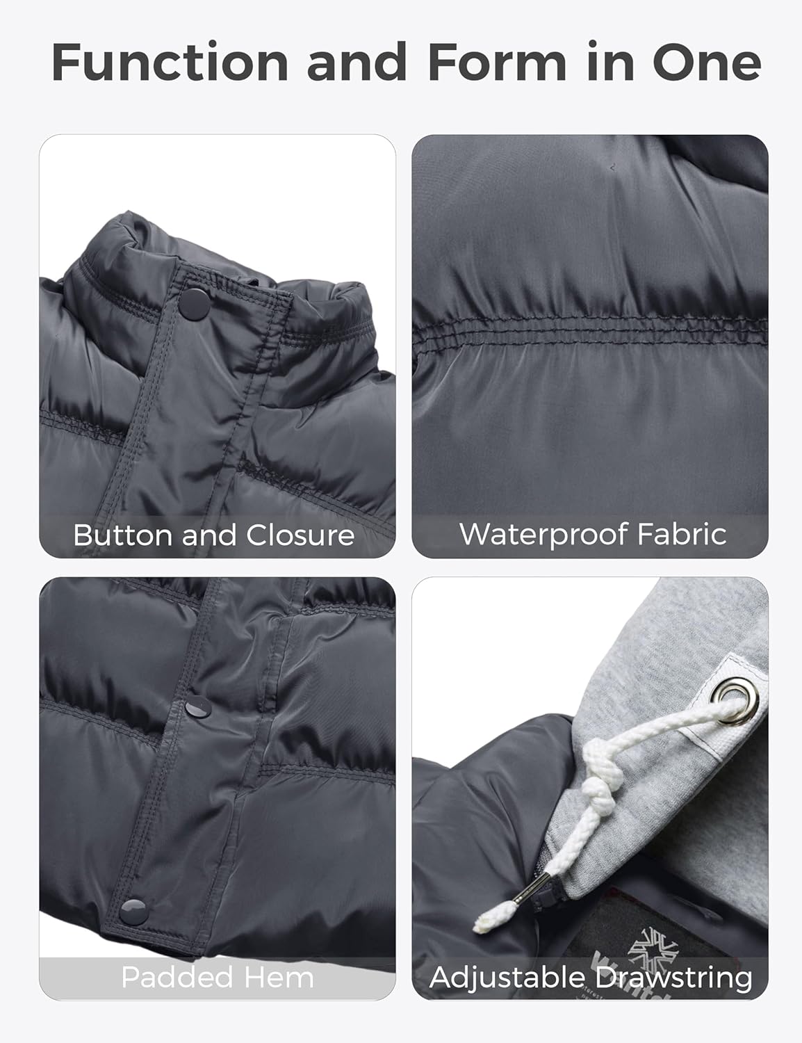 Wantdo Men's Thicken Winter Vest Water-Resistant Puffer Jacket Thicken Vest with Removable Hood