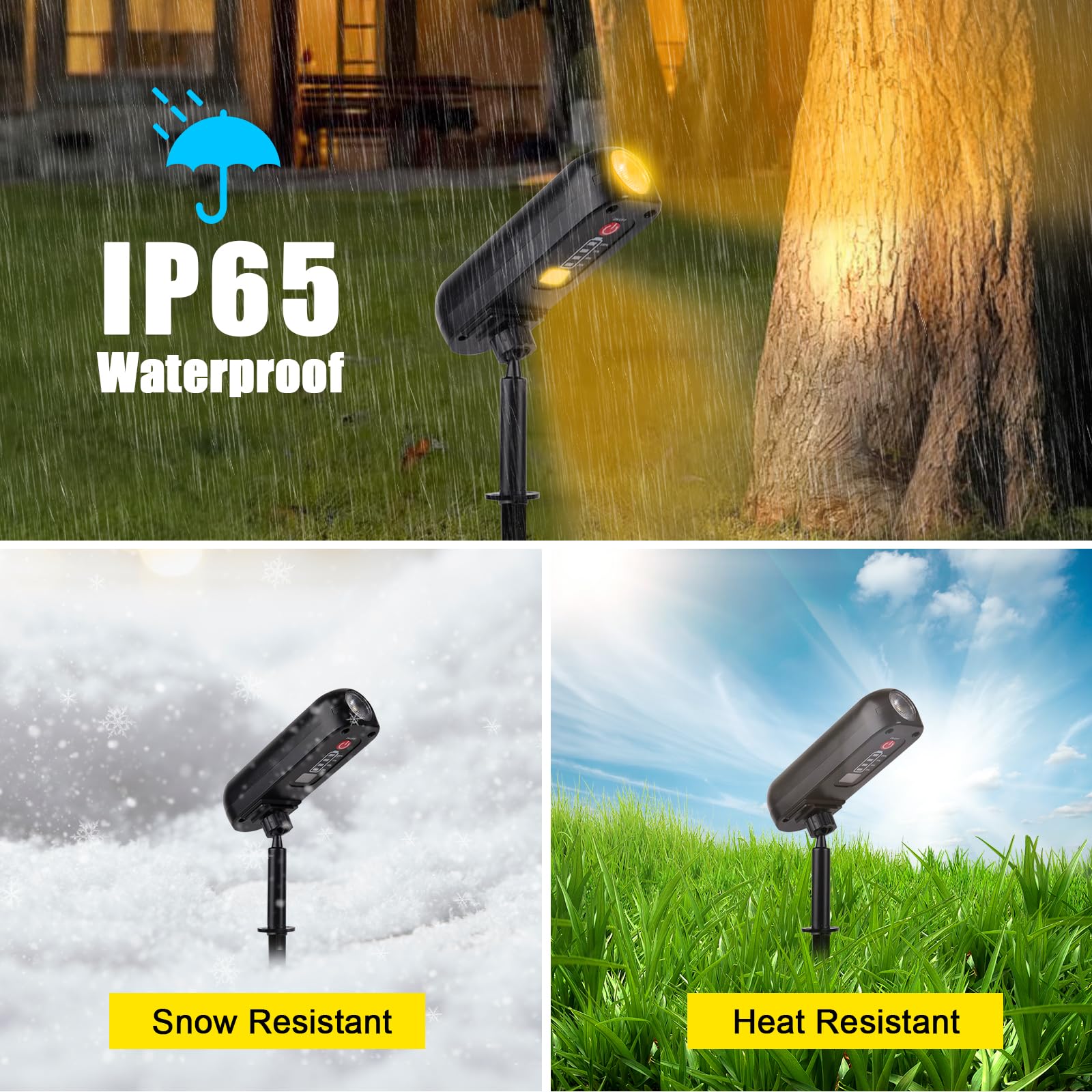 T-SUN 4 Piezas Luces Solares, 3000K Foco Solar Exterior, Luz Solar Exterior Impermeable IP65, ángulo de 360° Ajustable, Lámparas Solares para Patio, Caminos, Suelo, Piscina, Césped