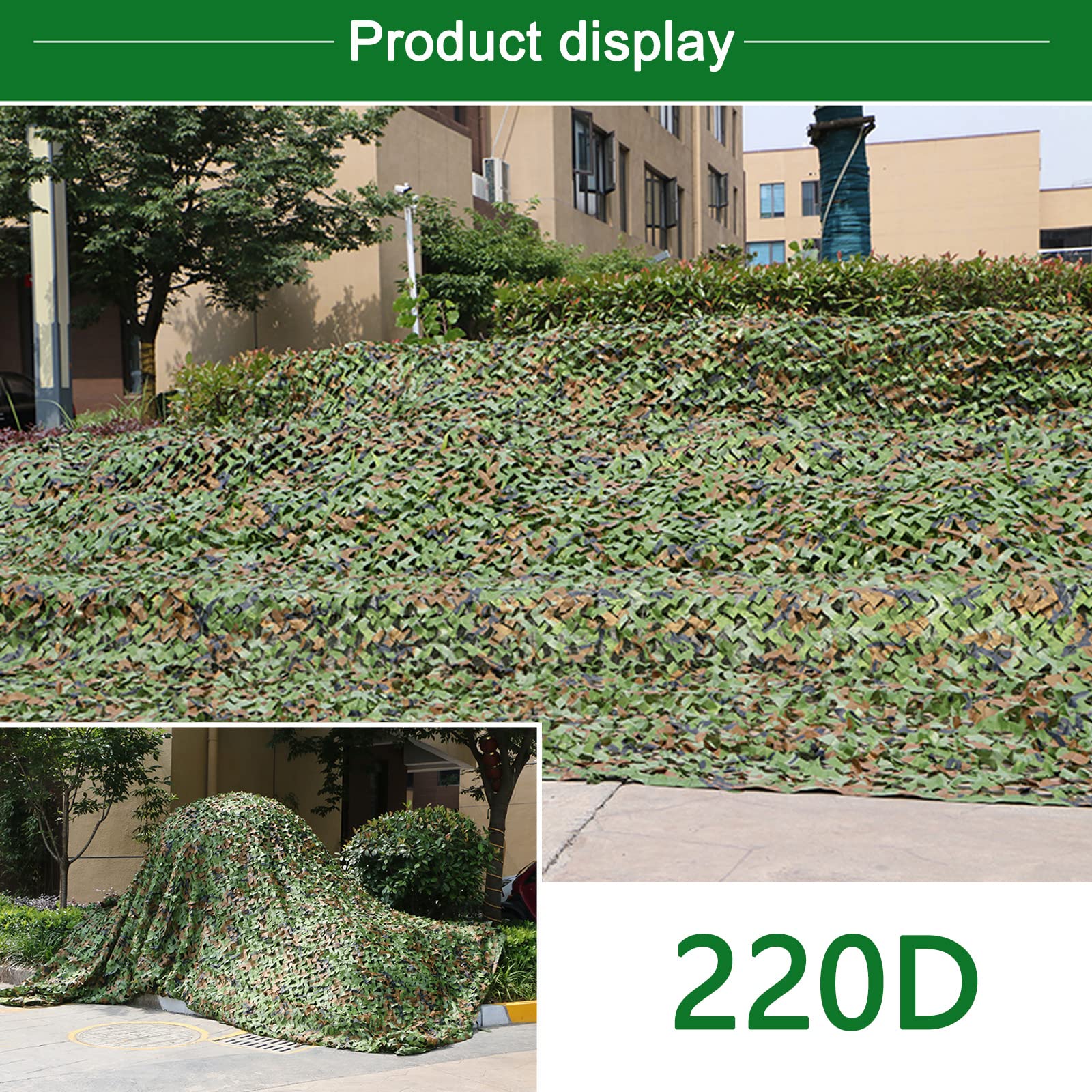 Red de Camuflaje de Poliéster Oxford 220D,Malla de Camuflaje,Camo Netting,Cubiertas de Camuflaje,Ligero y Duradero,para La Observación de Aves de Caza,Sombrilla al Aire Libre