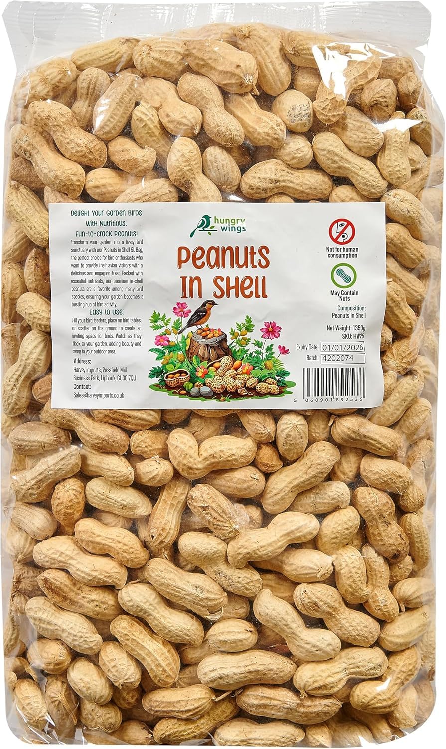 Premium Wild Bird Food 5L Refill, (5L Bag, Peanuts In Shell)