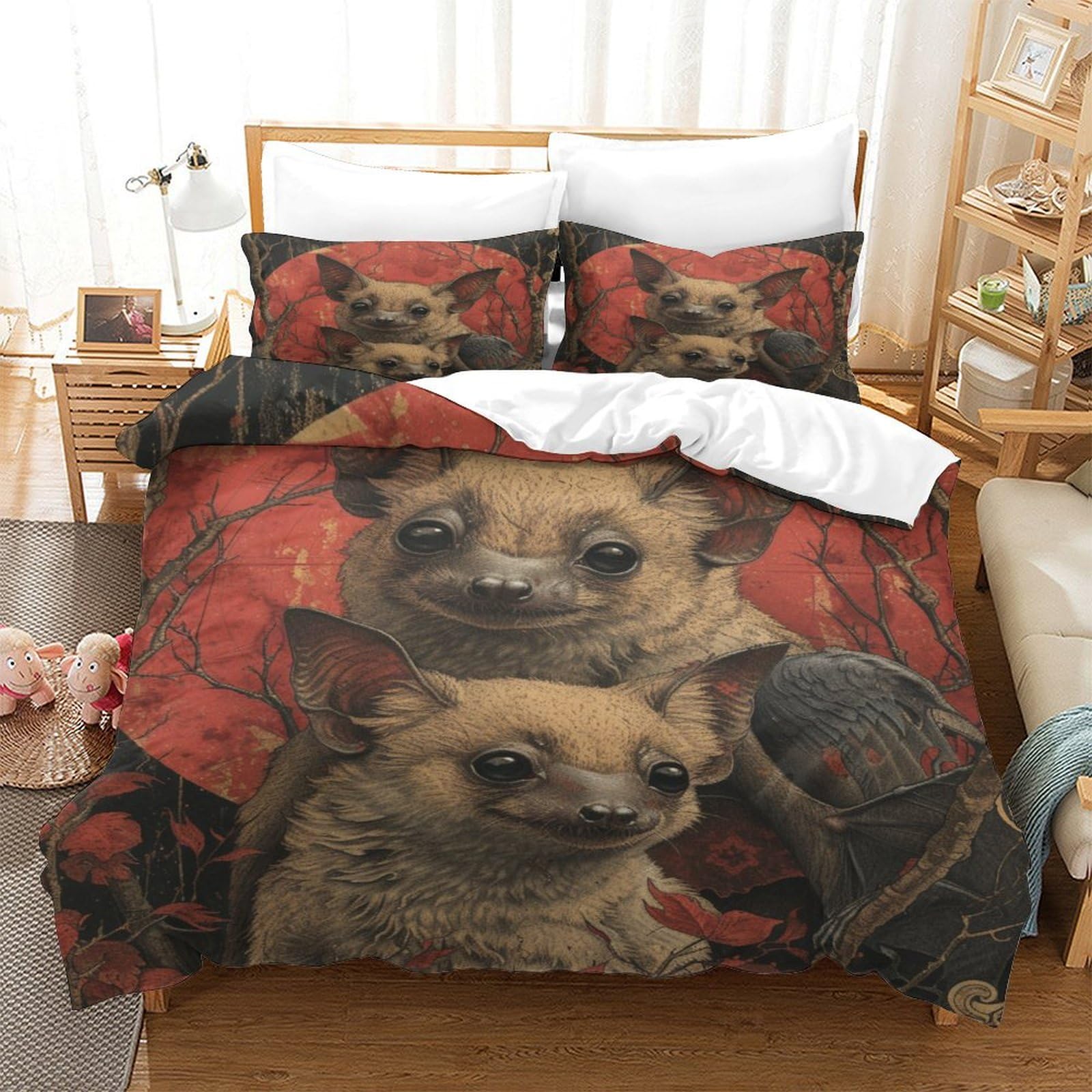 P1S9U7W5Y Unique Dog Design 3D Printed Duvet Cover Set 3pcs Microfiber Dog Bedding Set Single