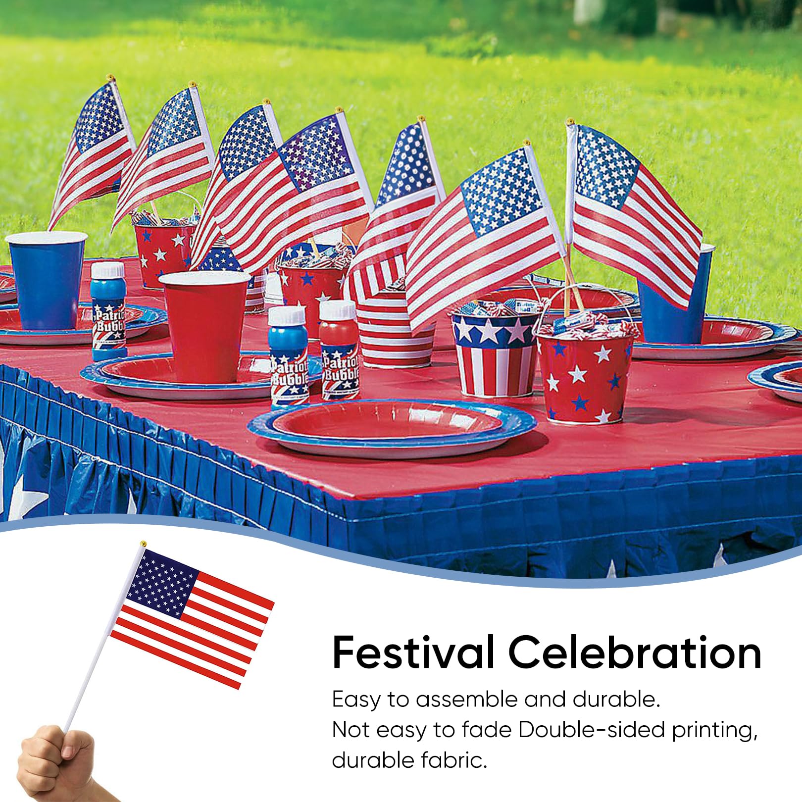10 sztuk flagi USA, July Independence American Flag ręcznie robiona dekoracja | Amerykańska flaga wisząca, amerykańska mała flaga na stół, amerykańska mała flaga stołowa na imprezę