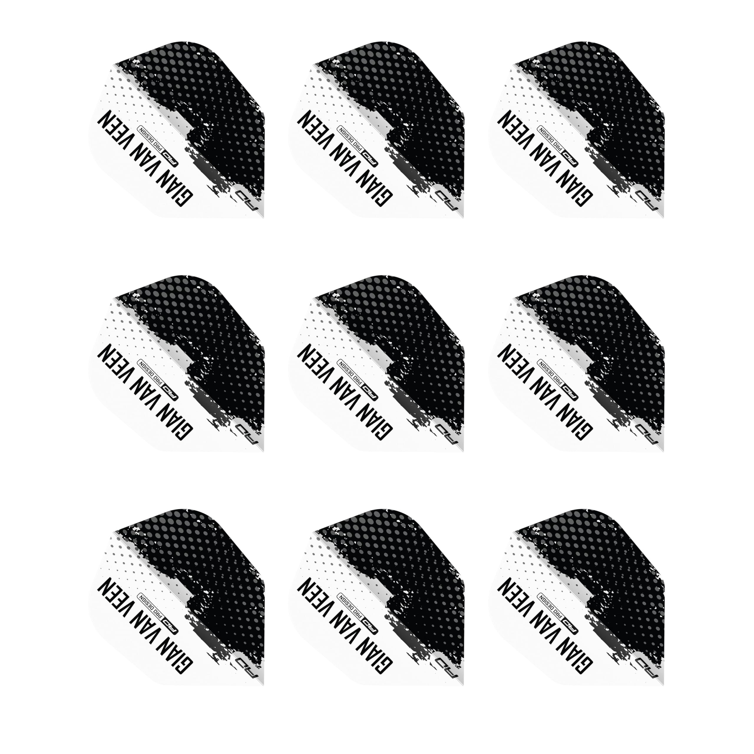 RED DRAGON Professional Player Gian van Veen Hardcore Shape No. 6 Extra Thick - 100 Micron - Dart Flights 3 Sets Per Pack (9 Dart Flights in total)