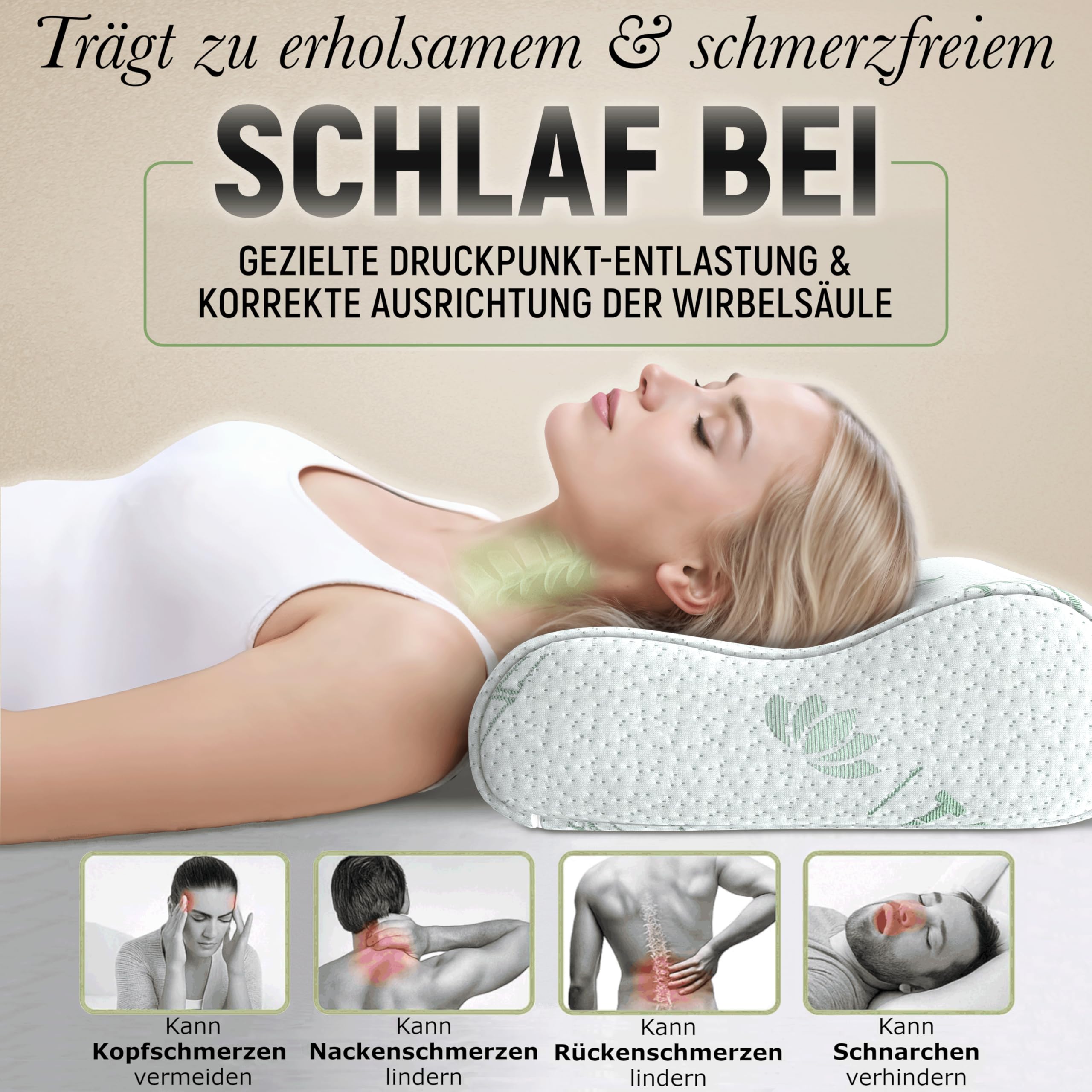 Orthopädisches Nackenstützkissen Memory Foam Seitenschläferkissen Höhenverstellbar