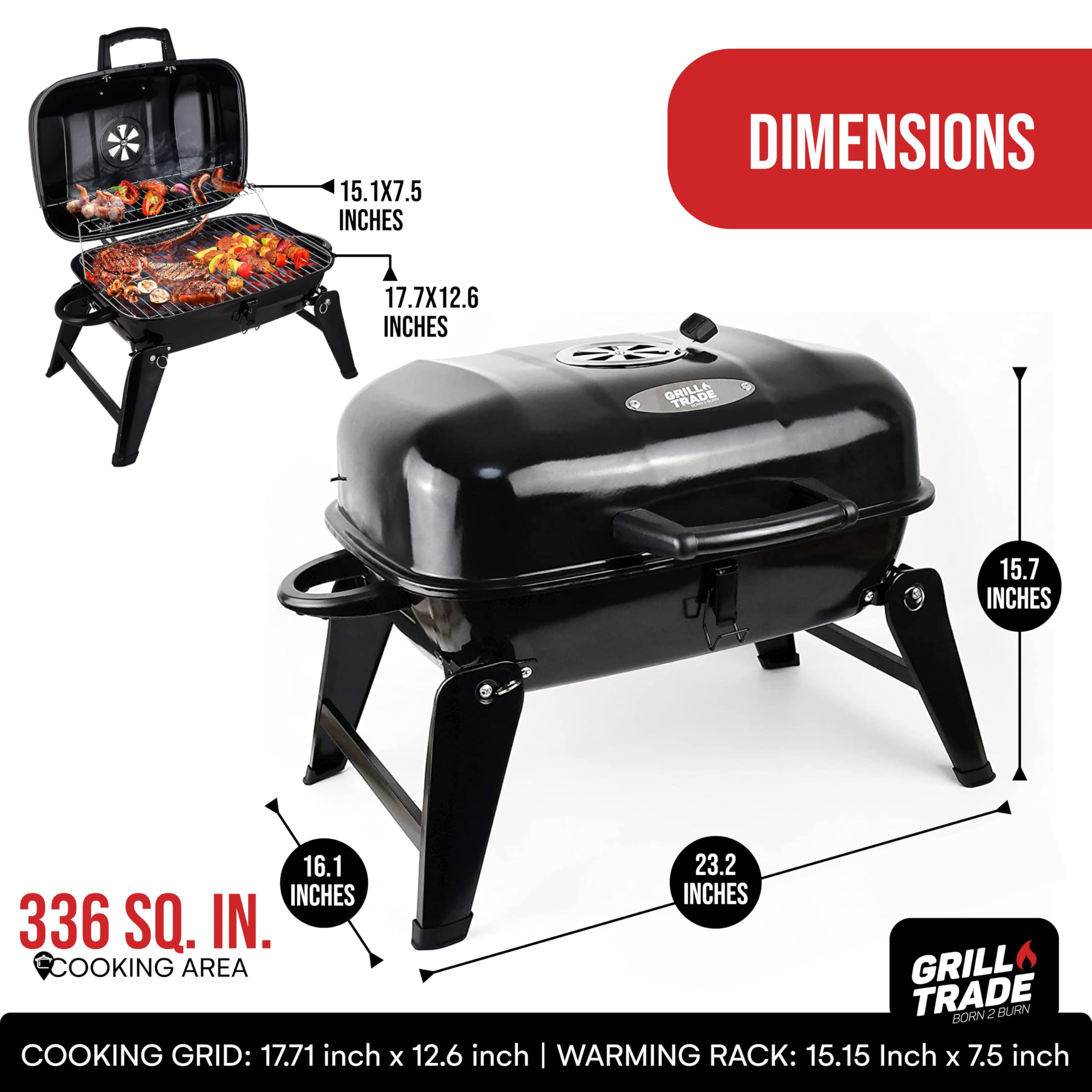 Portable Charcoal Grill - Camp & Backyard BBQ -3