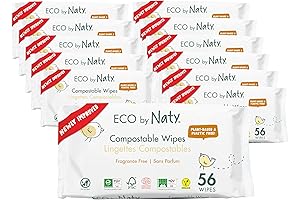 Unscented Baby Wipes for Sensitive Skin, 100% Plant-Based and Compostable Wipes (672 Wipes)