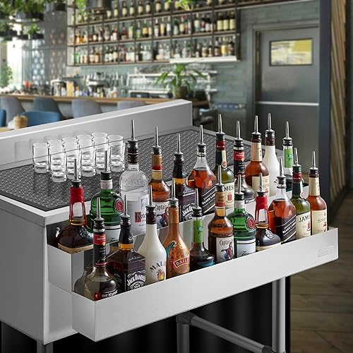 Miniatura 2 de GRIDMANN Riel de velocidad de doble nivel de 42 pulgadas - Soporte para botellas de licor de acero inoxidable para barras