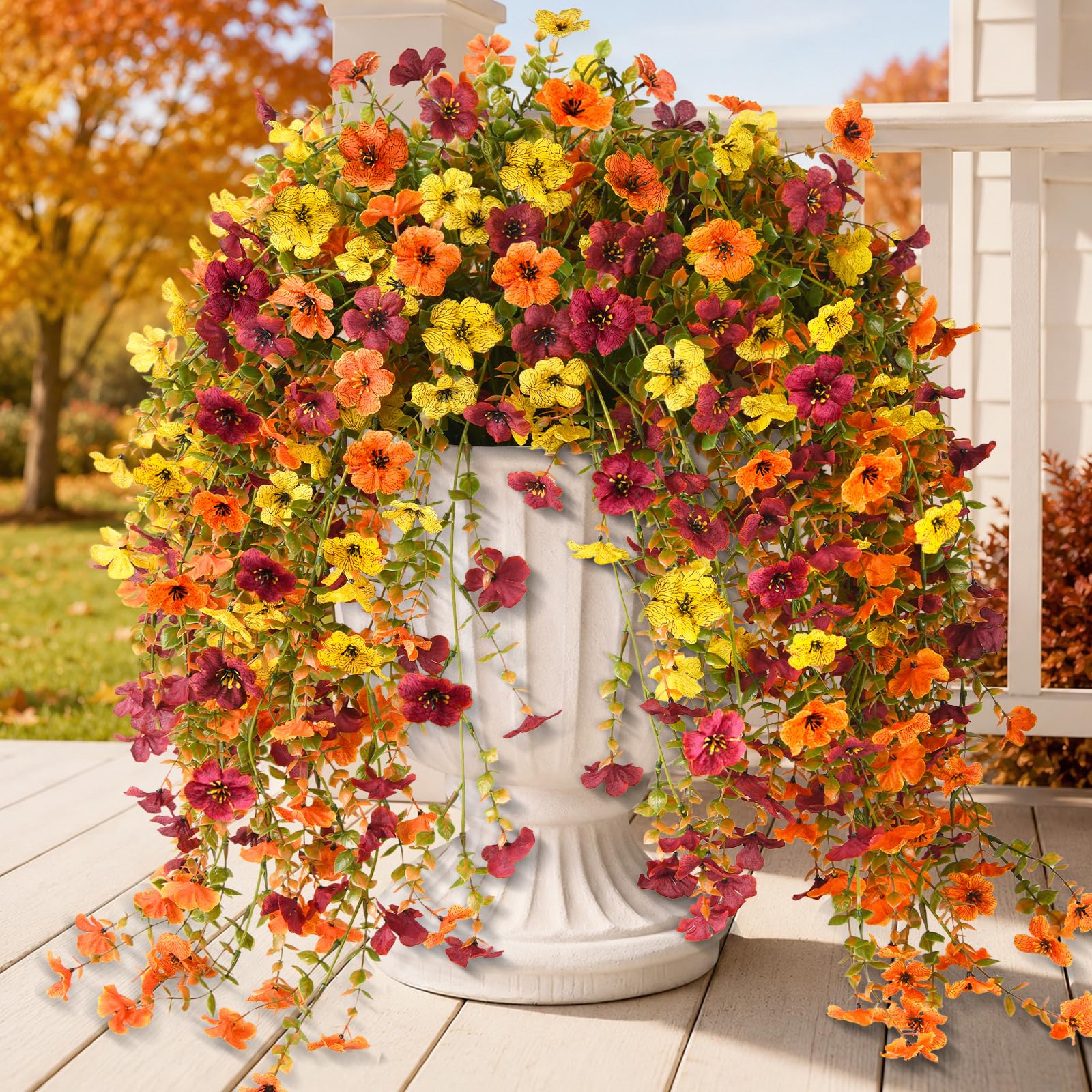 Homsunny Artificial Mums for Outdoors Hanging Flowers for Home Fall Decor — image 1