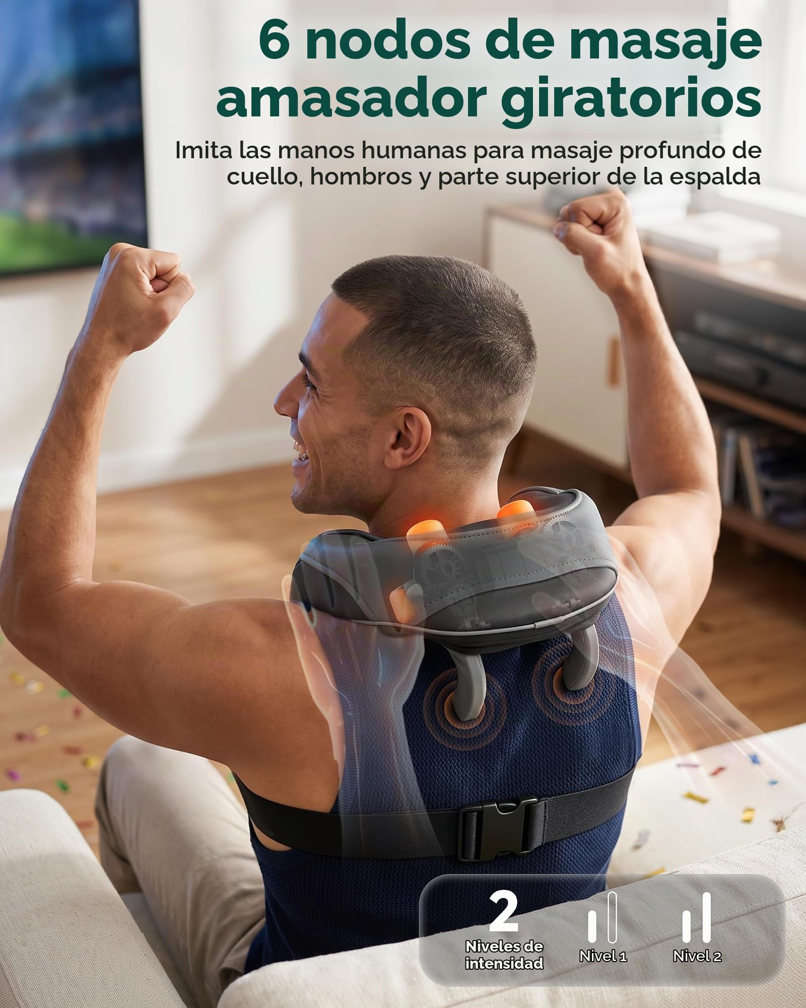 Snailax Masajeador de cuello inalámbrico 4D mejorado con calor, masajeador de cuello shiatsu eléctrico con amasador, masajeador para cuello, hombros, espalda, piernas, regalos para hombres y mujeres